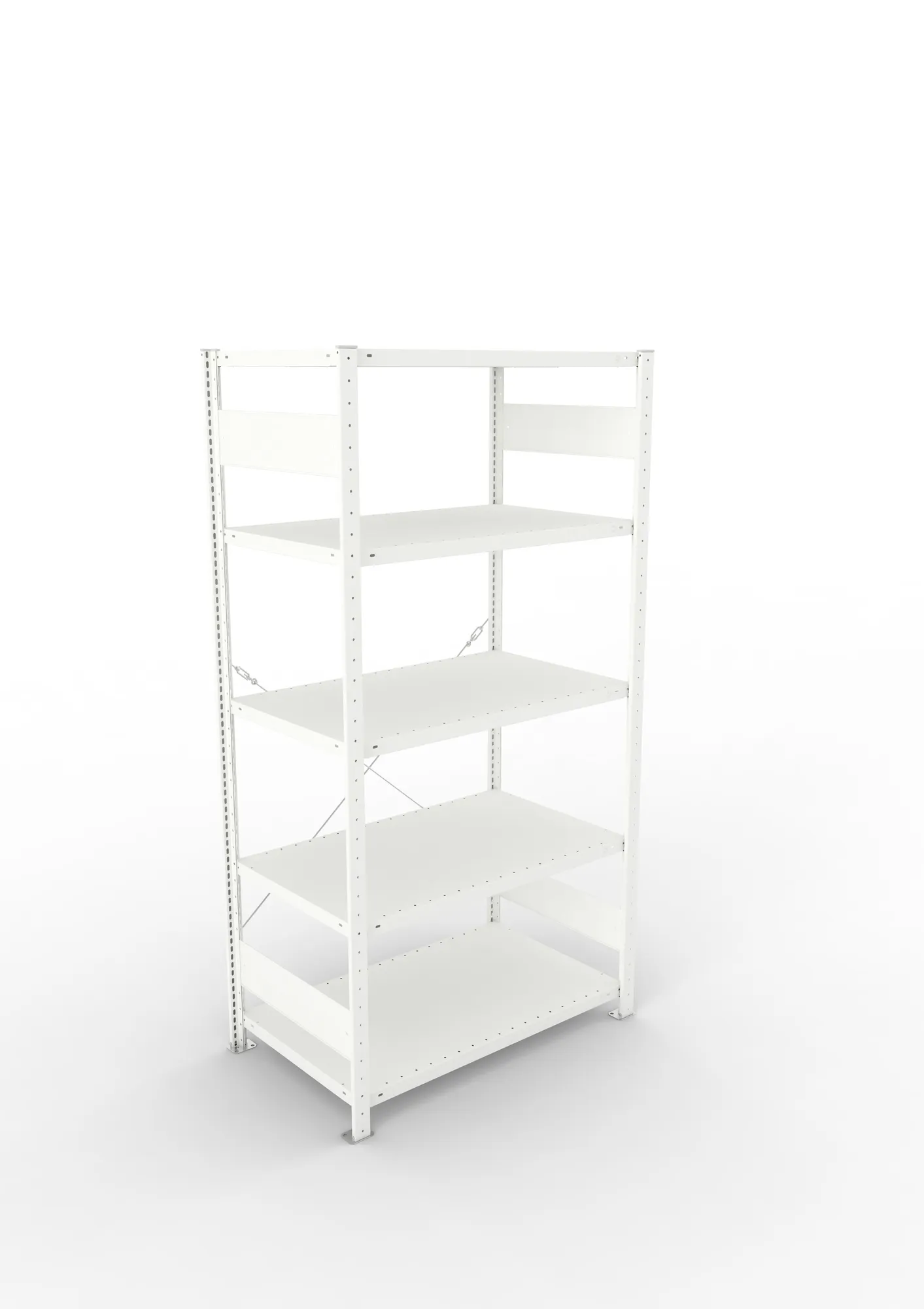 META CLIP, Fachbodenregal, Grundregal, 2000 x 1000 x 600 mm, Fachlast 330 kg, 5 Ebenen, RAL 7035 – Ansicht von oben