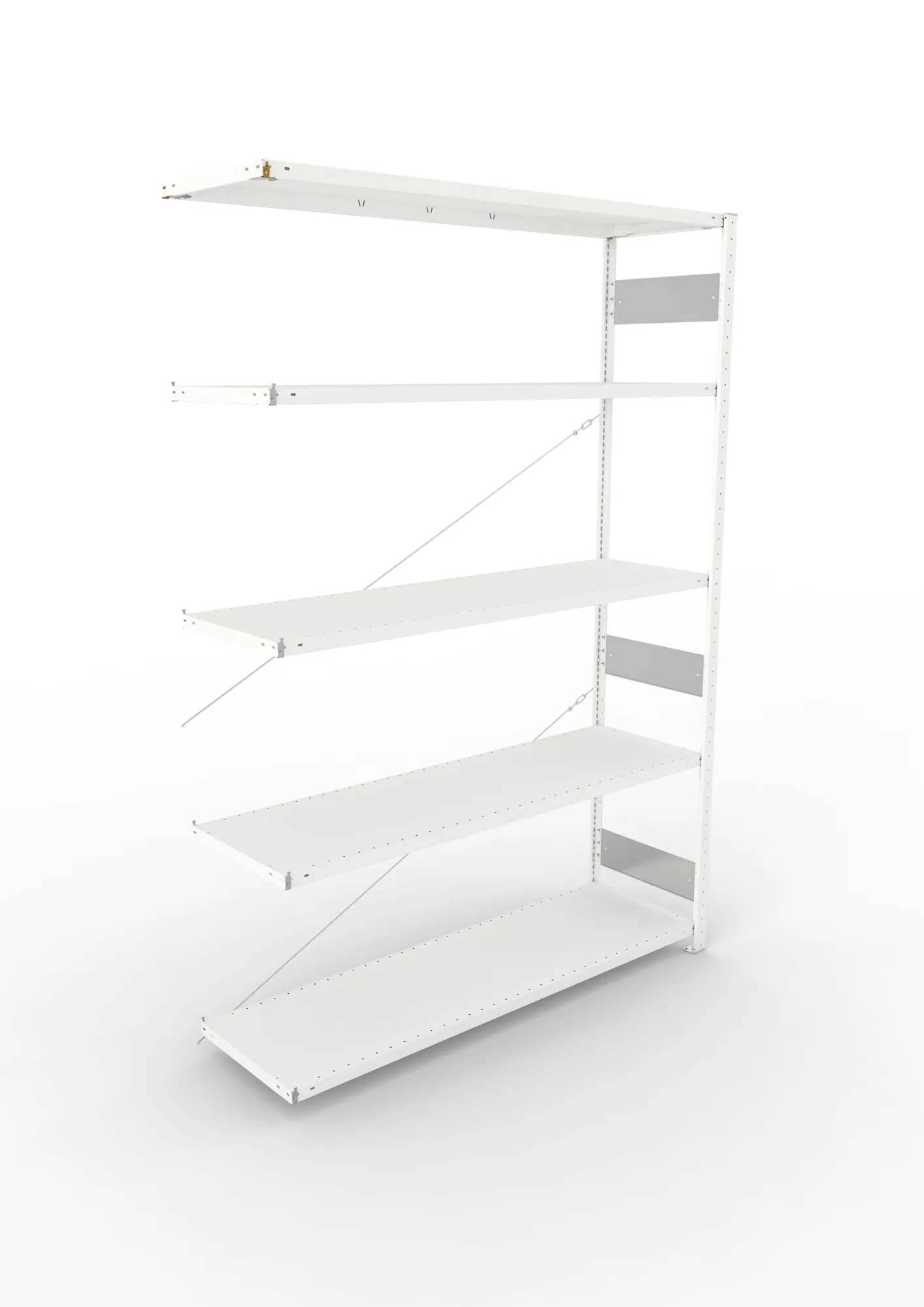 META CLIP S3, Fachbodenregal, Anbauregal, 2500 x 1700 x 500 mm, Fachlast 200 kg, 4 Ebenen, RAL 7035 – Ansicht von oben
