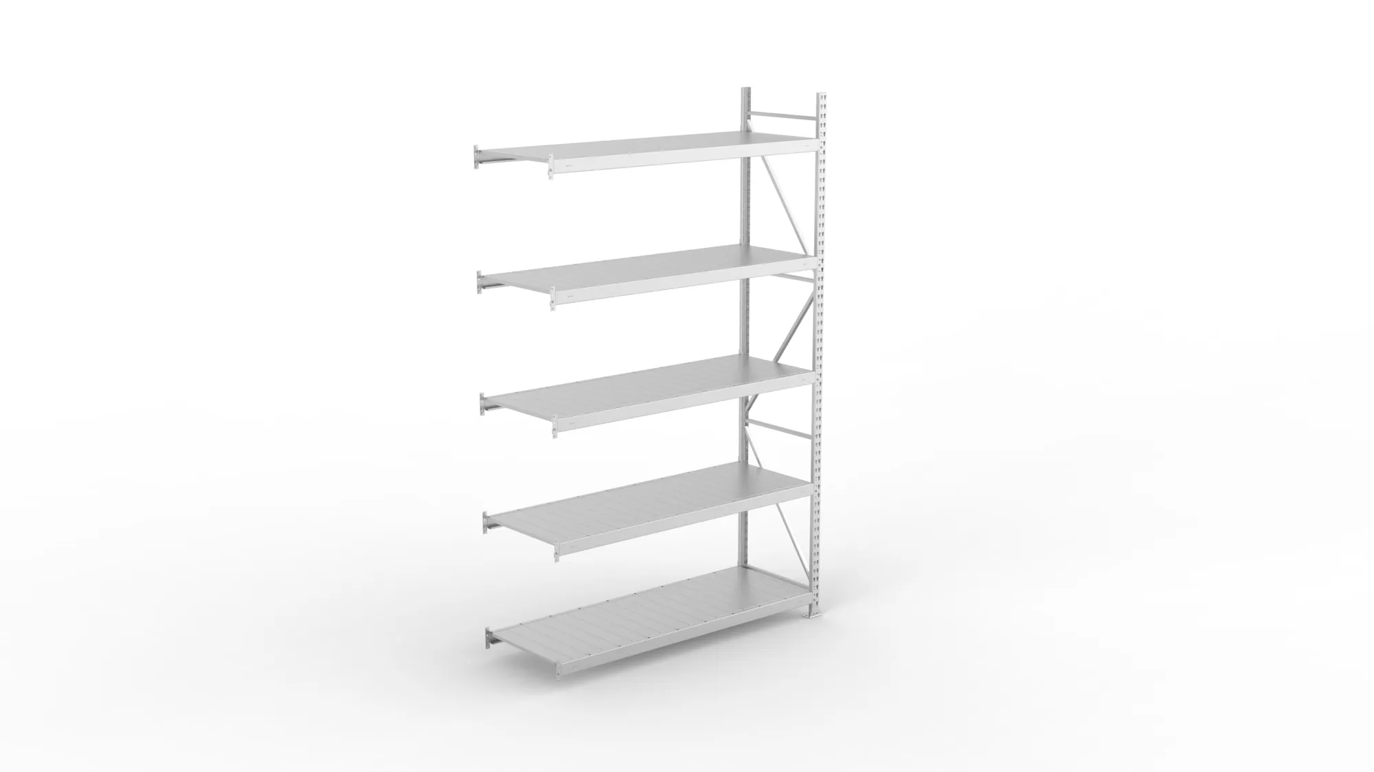 META MINI-RACK, Weitspannregal, Anbauregal, 3000 x 1800 x 650 mm, Fachlast 600 kg, Stahlpaneelböden, 5 Ebenen – Ansicht von oben