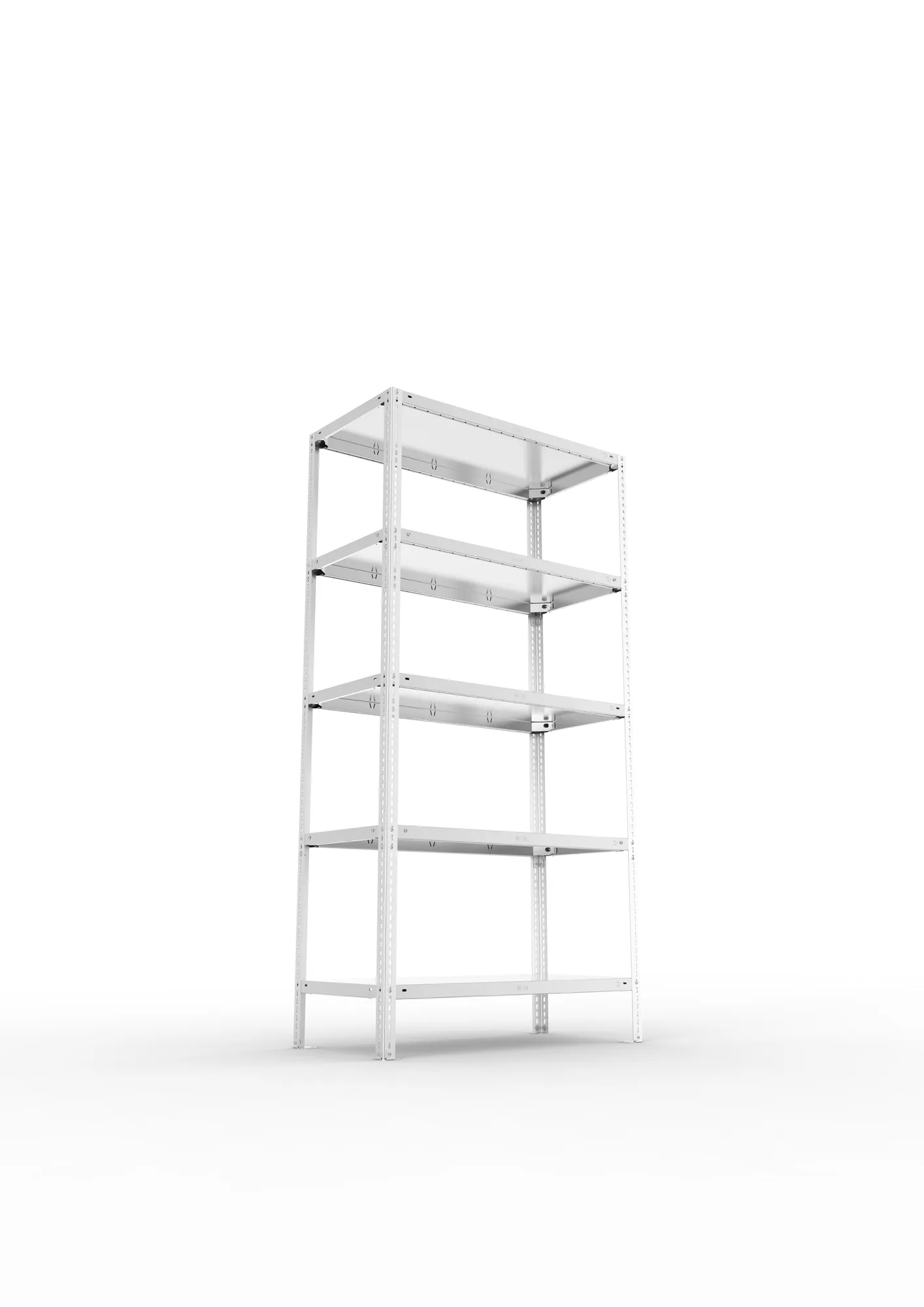 META FIX, Fachbodenregal, Grundregal, 2000 x 1000 x 500 mm, Fachlast 150 kg, 5 Ebenen, verzinkt – Ansicht von unten