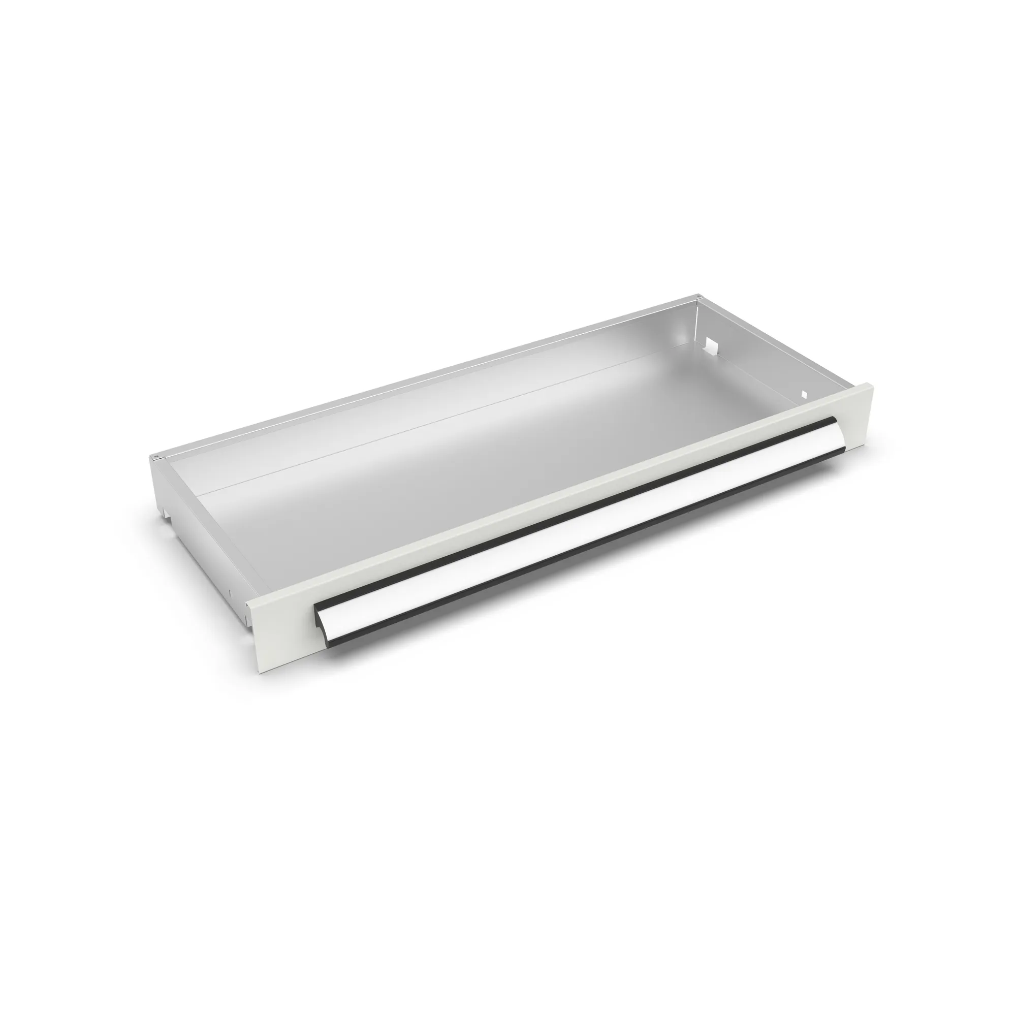 META CLIP, Schublade basic, 100 x 400 mm, RAL 7035 – Ansicht in Blickhöhe