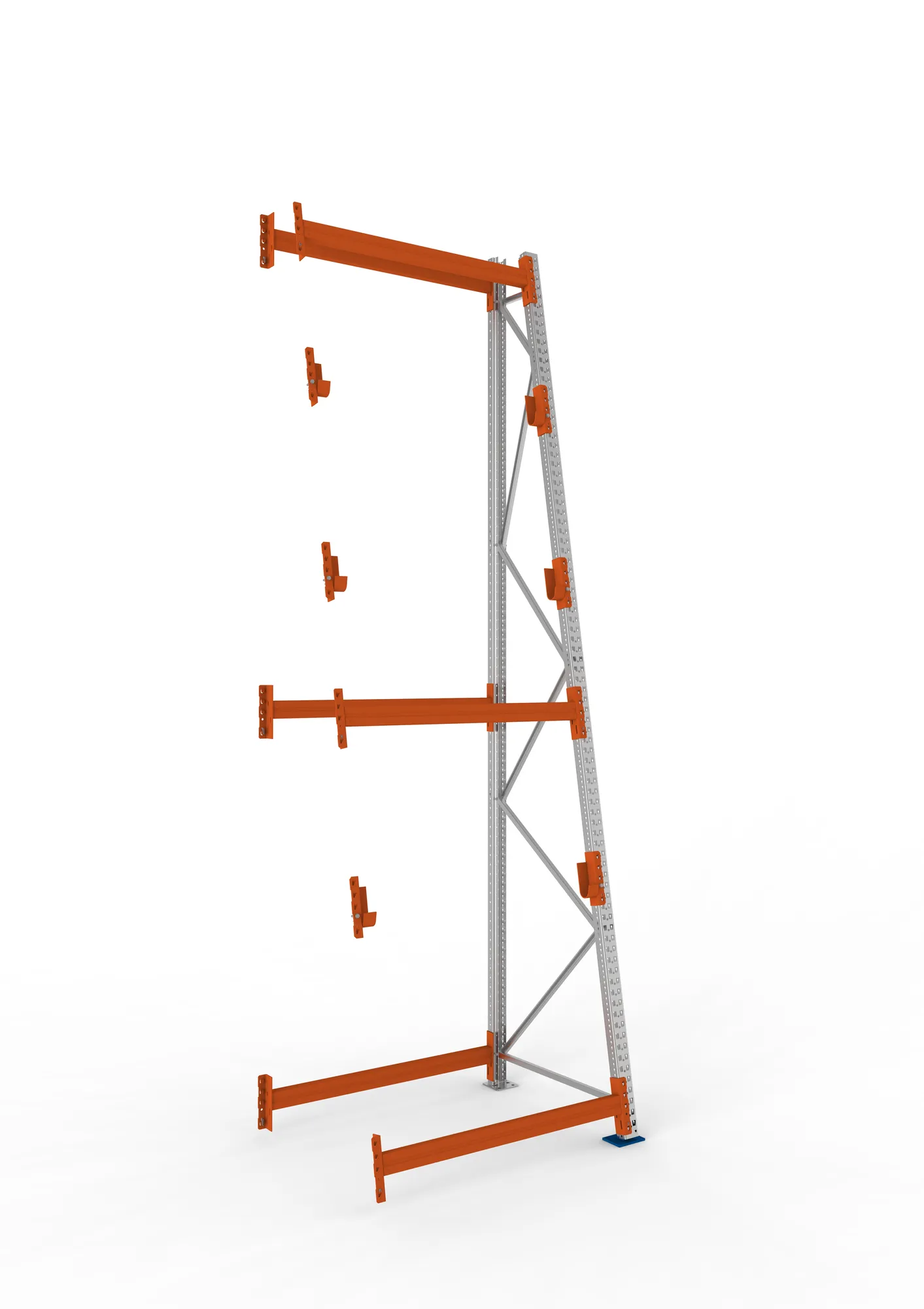 META MULTIPAL, Kabeltrommelregal, Anbauregal, 4400 x 1300 x 1100 mm, Feldlast 2250 kg, 3 Ebenen, Typ 3/A-Ständer, verzinkt – Ansicht in Blickhöhe