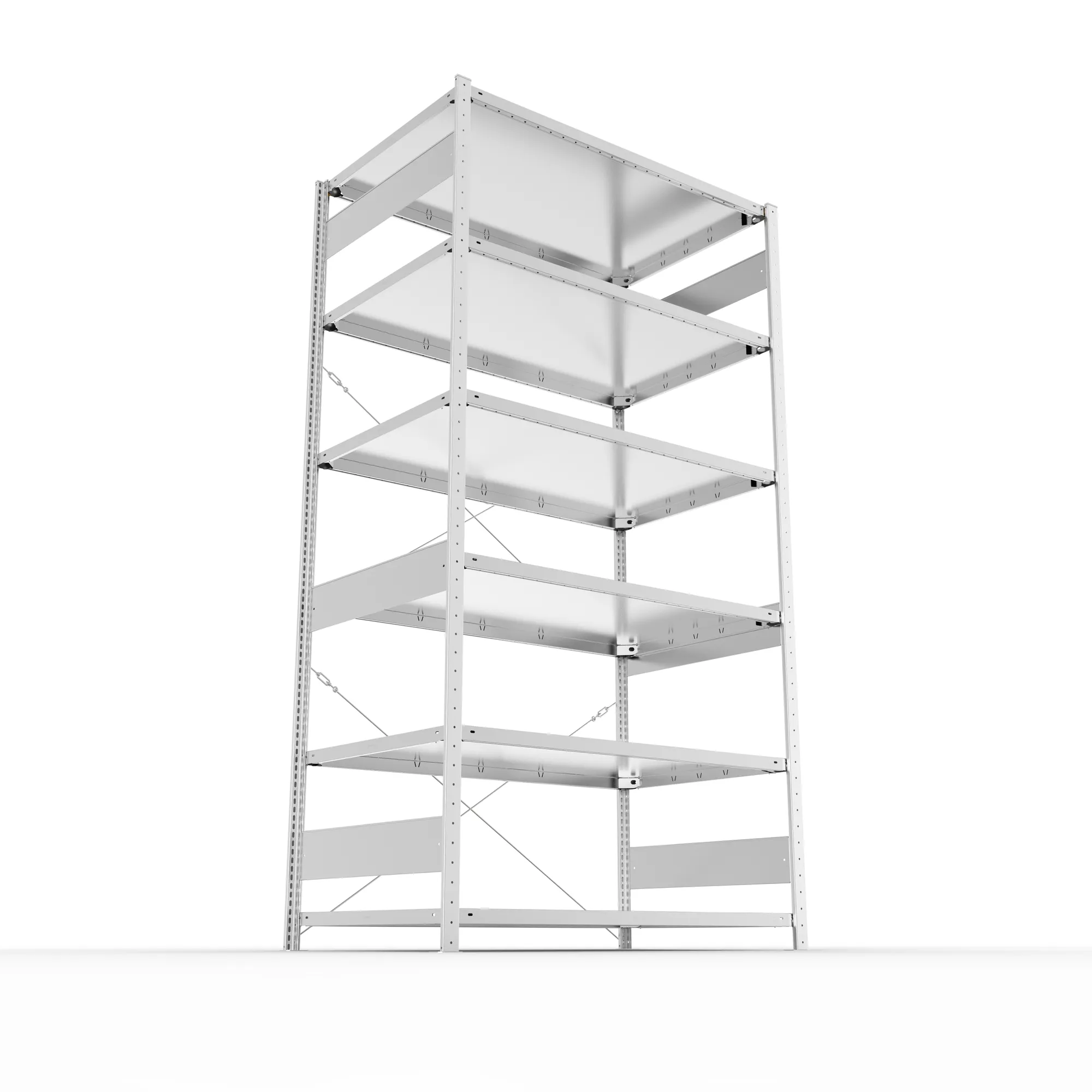 META CLIP, Fachbodenregal, Grundregal, 2500 x 1300 x 800 mm, Fachlast 230 kg, 6 Ebenen, verzinkt – Ansicht von unten