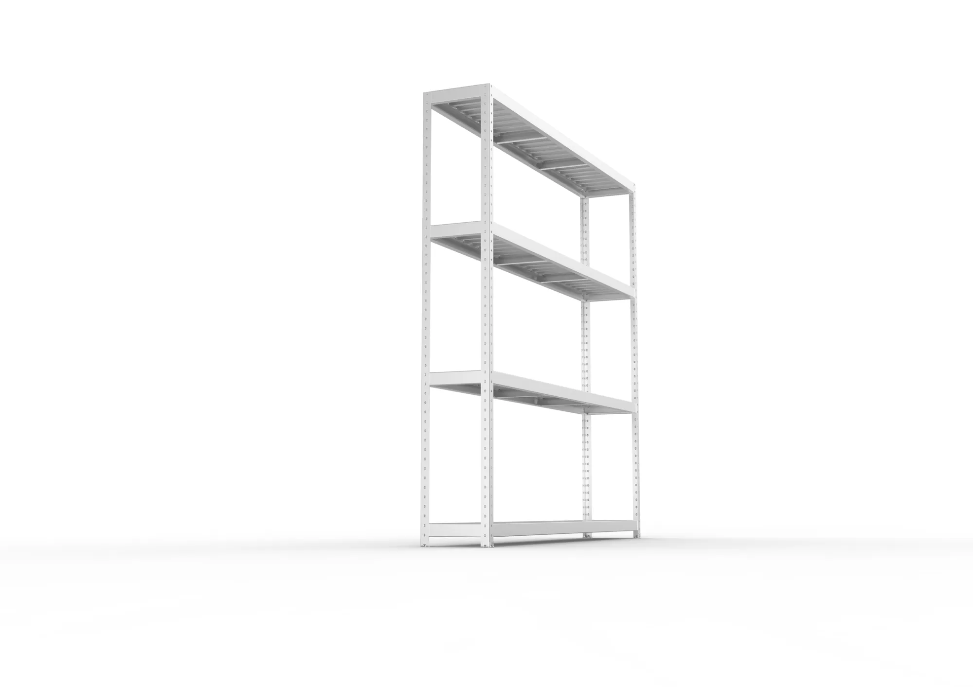 META SPEED-RACK, Weitspannregal, 2470 x 2500 x 400 mm, Fachlast 400 kg, Stahlpaneelböden, 4 Ebenen – Seitenansicht
