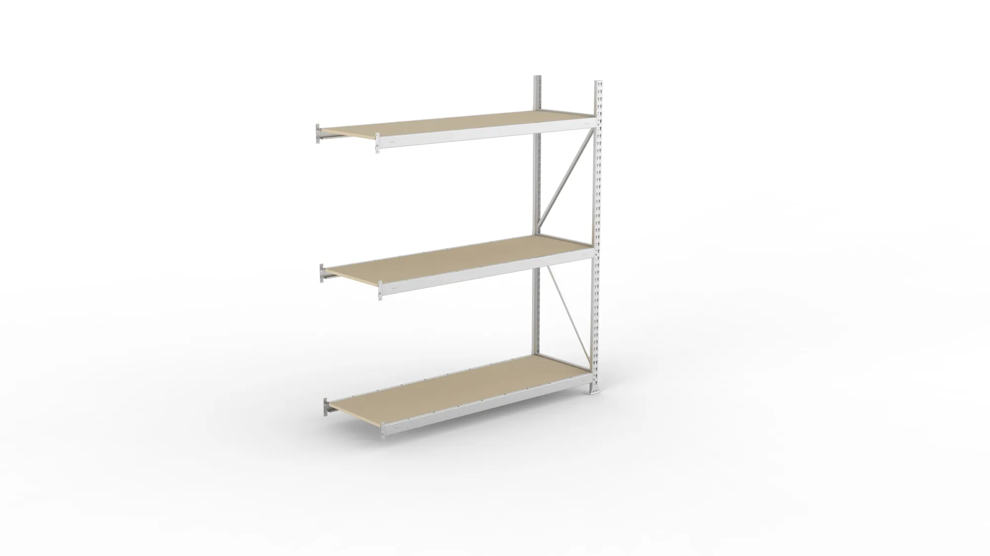 META MINI-RACK, Weitspannregal, Anbauregal, 2200 x 1800 x 650 mm, Fachlast 600 kg, Spanplattenböden, 3 Ebenen – Ansicht von oben