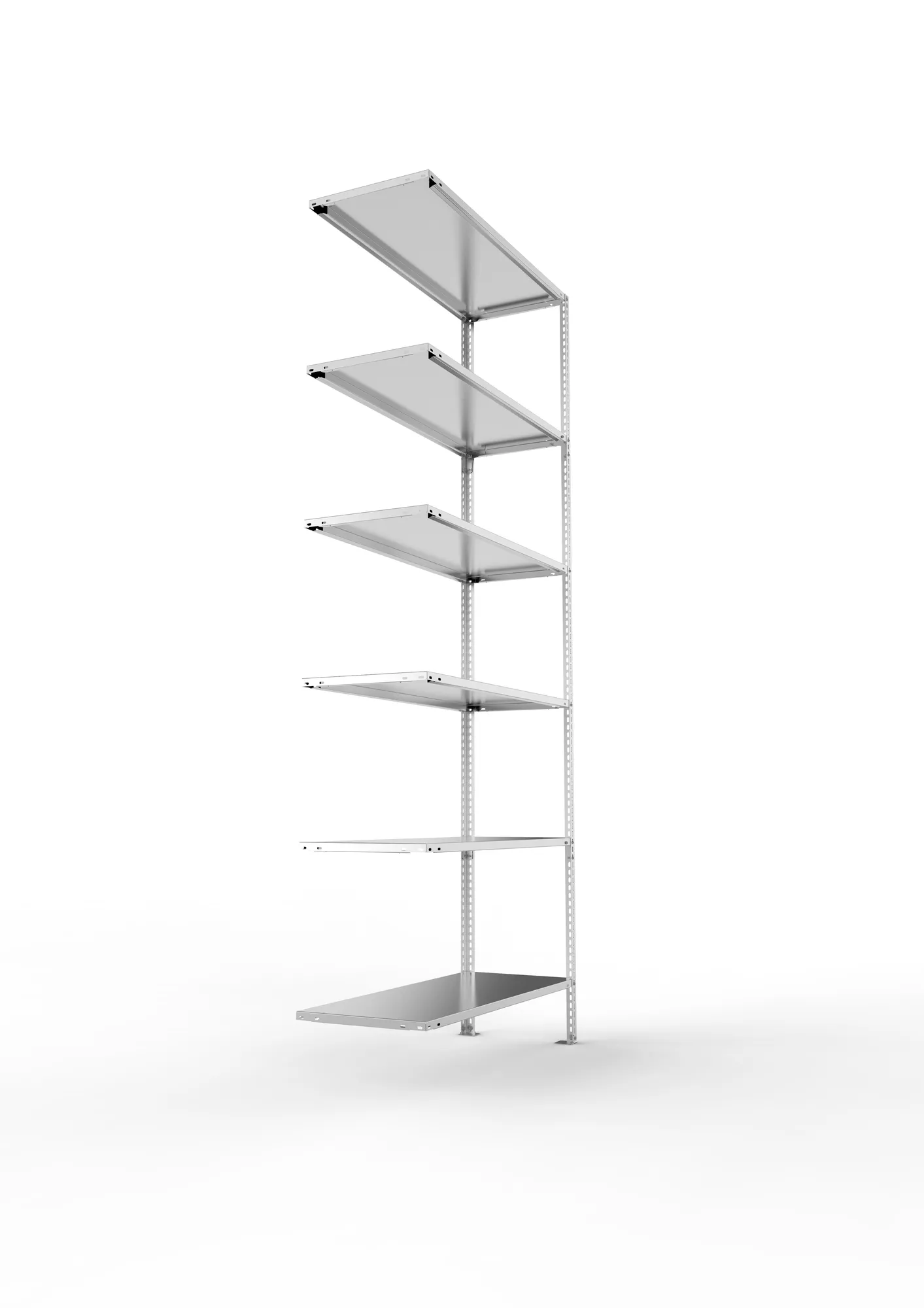 META FIX, Fachbodenregal, Anbauregal, 2500 x 1000 x 400 mm, Fachlast 80 kg, 6 Ebenen, verzinkt – Seitenansicht