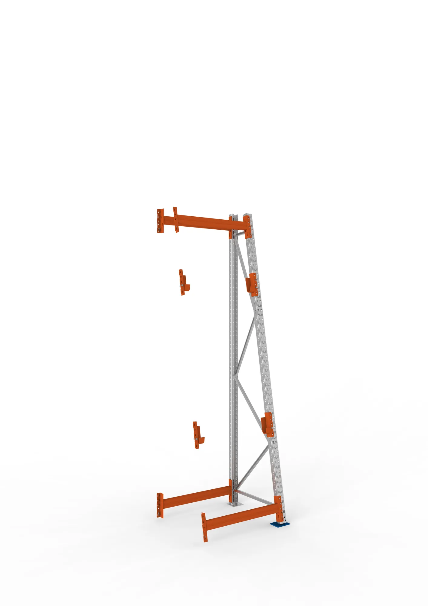 META MULTIPAL, Kabeltrommelregal, Anbauregal, 3300 x 900 x 900 mm, Feldlast 1500 kg, 2 Ebenen, Typ 3/A-Ständer, verzinkt – Ansicht in Blickhöhe