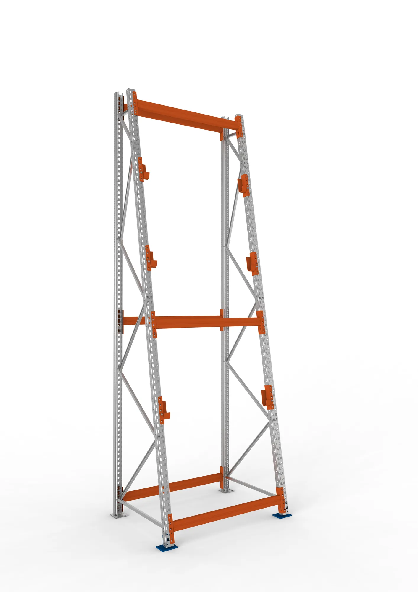 META MULTIPAL, Kabeltrommelregal, Grundregal, 4400 x 1300 x 1100 mm, Feldlast 2250 kg, 3 Ebenen, Typ 3/A-Ständer, verzinkt – Ansicht in Blickhöhe