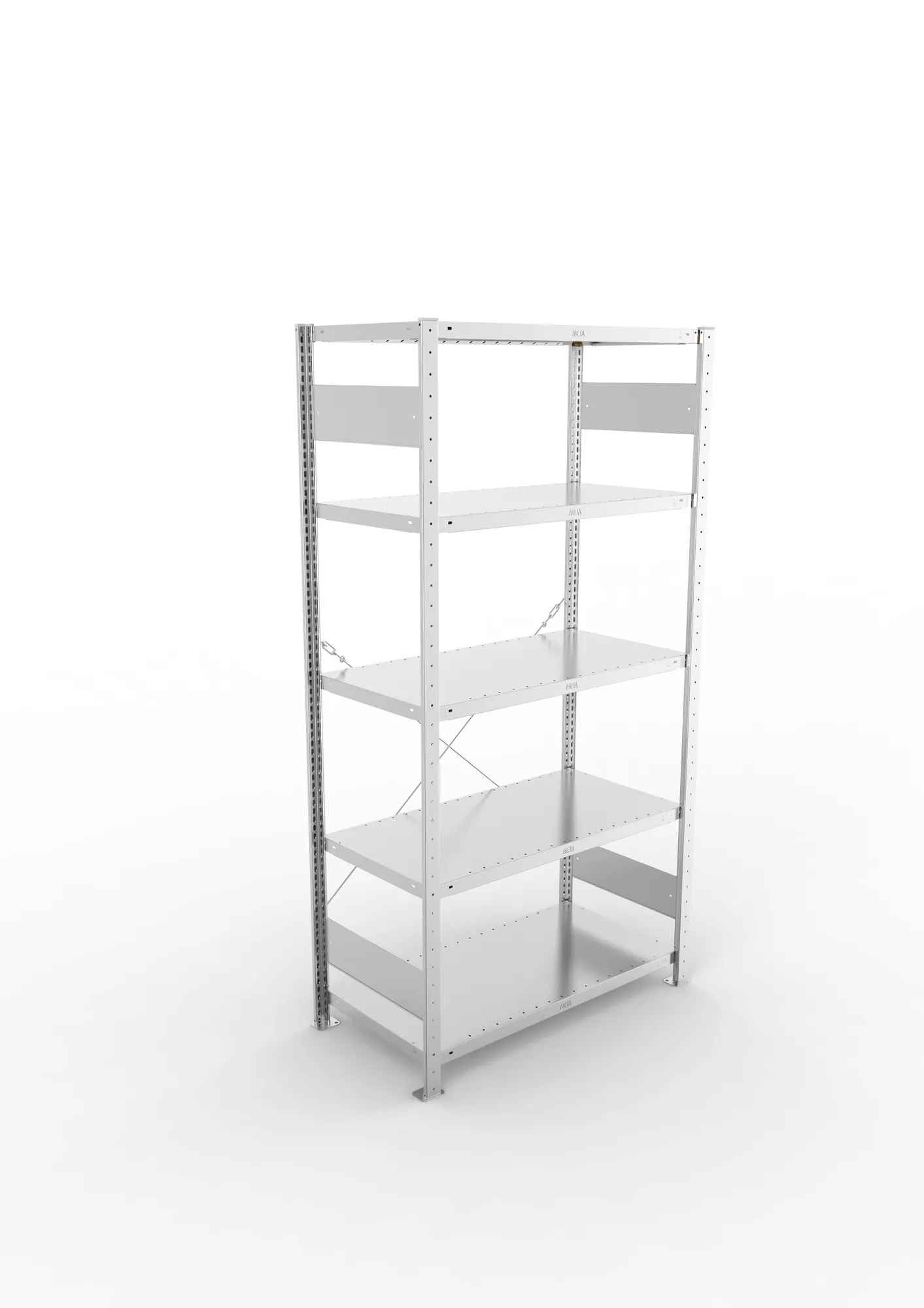 META CLIP, Fachbodenregal, Grundregal, 2000 x 1000 x 500 mm, Fachlast 230 kg, 5 Ebenen, verzinkt – Ansicht von oben