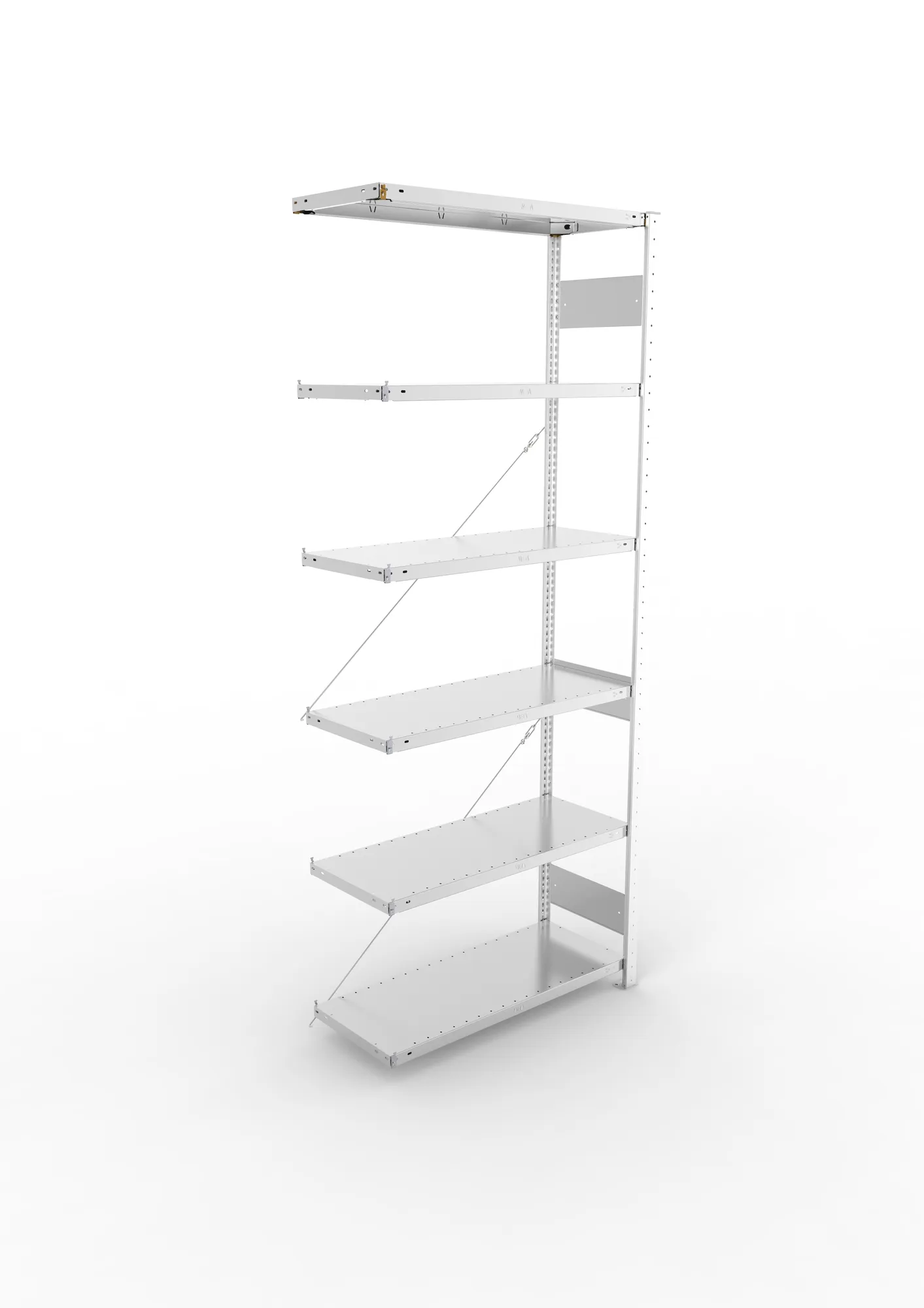 META CLIP S3, Fachbodenregal, Anbauregal, 2500 x 1000 x 400 mm, Fachlast 150 kg, 6 Ebenen, verzinkt – Ansicht von oben