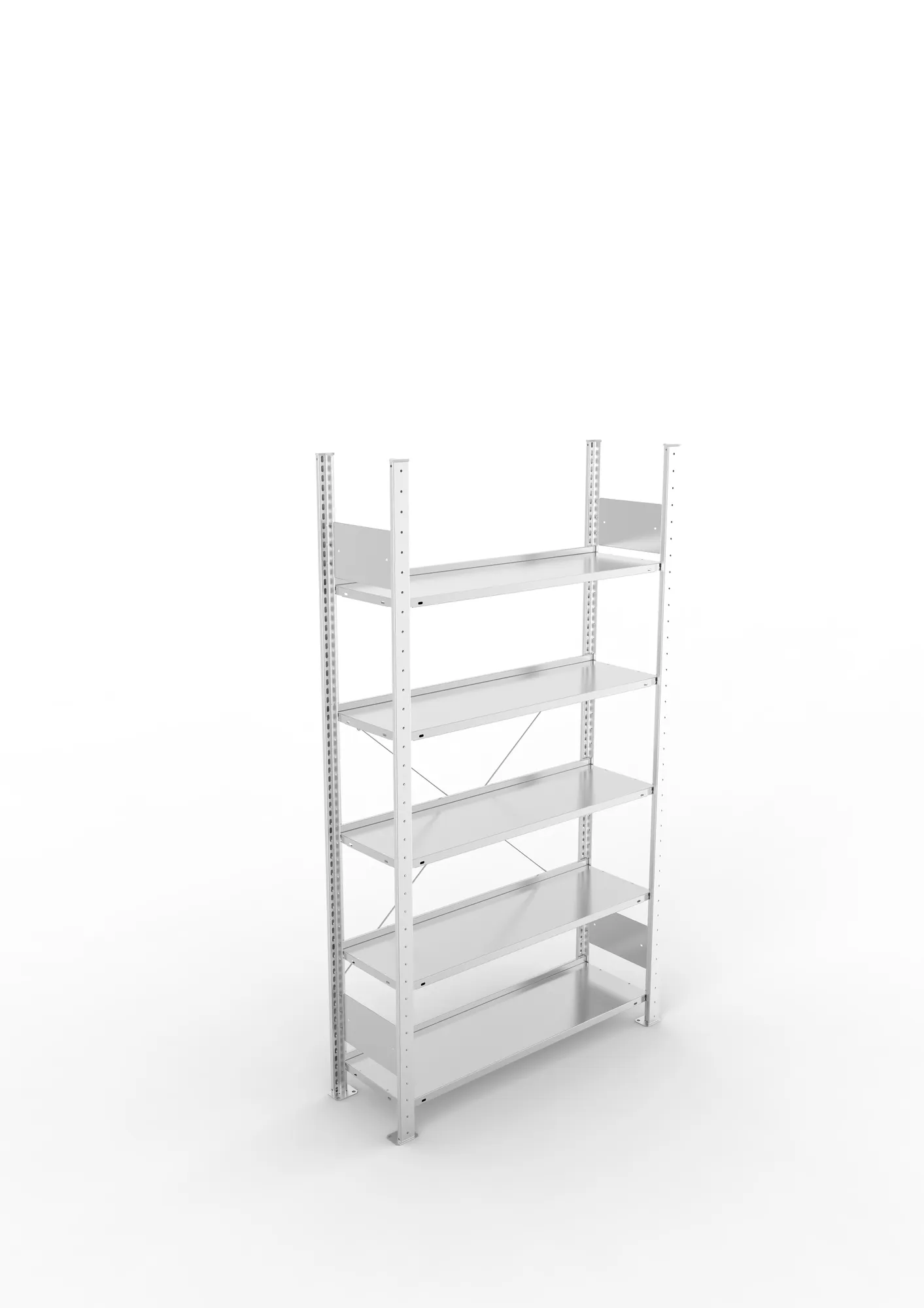 META CLIP COMPACT S3, Büro-Steckregal, Grundregal, 1850 x 1000 x 300 mm, Fachlast 80 kg, 5+0 Ebenen, Endanschlag, verzinkt – Ansicht von oben