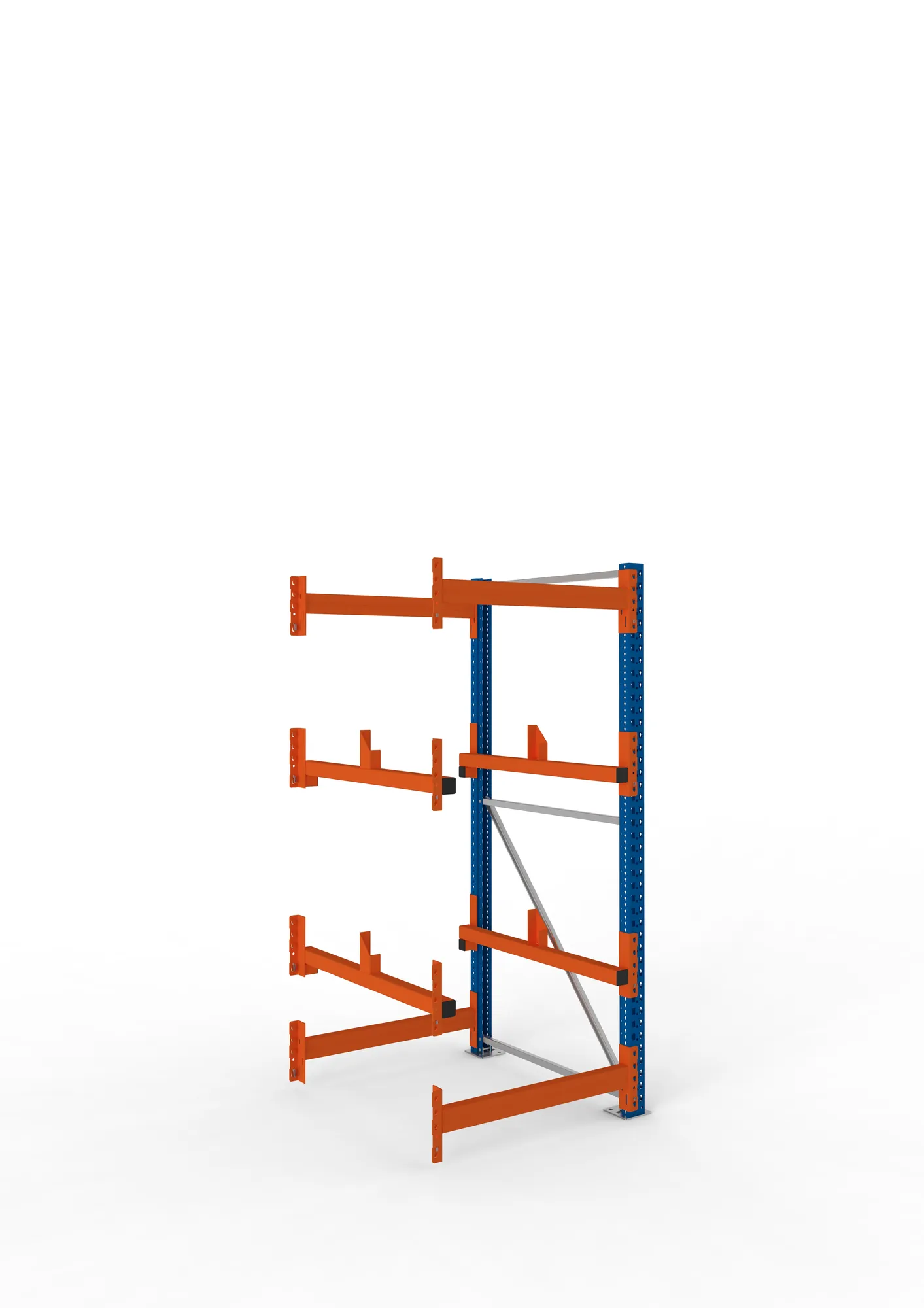 META MULTIPAL, Kabeltrommelregal, Anbauregal, 2200 x 900 x 1100 mm, Feldlast 4000 kg, 2 Ebenen, Typ 1, RAL 5010 – Ansicht in Blickhöhe