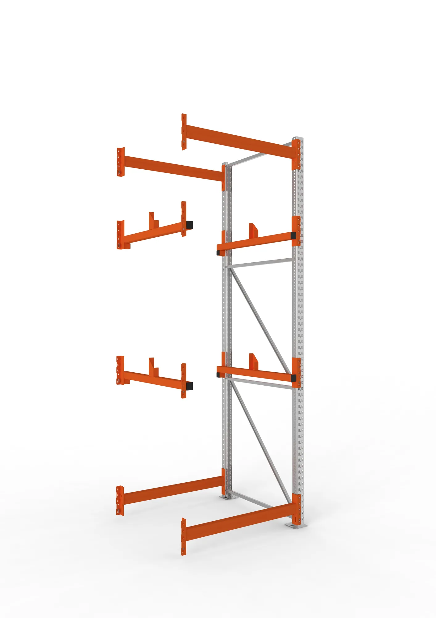 META MULTIPAL, Kabeltrommelregal, Anbauregal, 3300 x 1100 x 1100 mm, Feldlast 4000 kg, 2 Ebenen, Typ 1, verzinkt – Ansicht in Blickhöhe