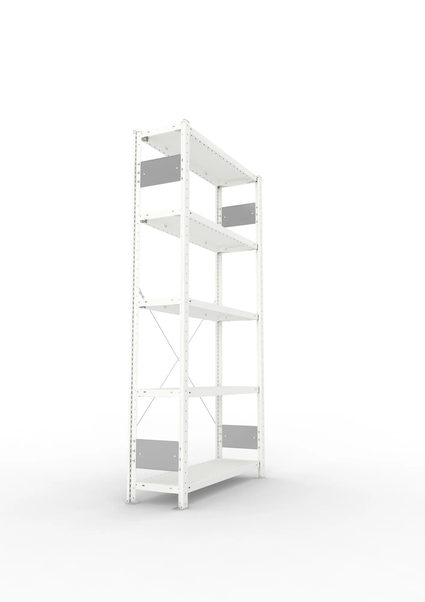 META CLIP S3, Fachbodenregal, Grundregal, 2000 x 1000 x 300 mm, Fachlast 150 kg, 5 Ebenen, RAL 7035 – Seitenansicht