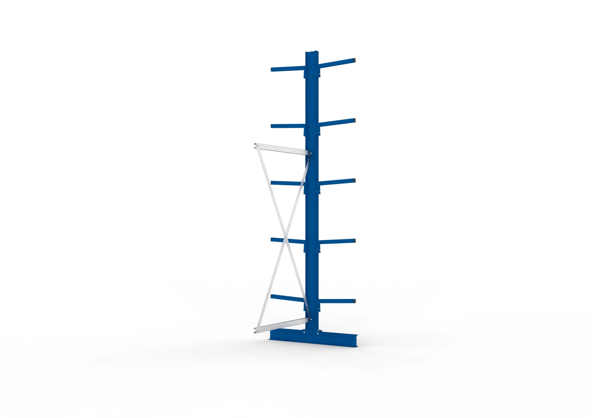 META MULTISTRONG L, Kragarmregal, Anbauregal, 3000 x 1000 x 800 mm, Armlast 220 kg, doppelseitig, 5+1 Ebenen – Seitenansicht