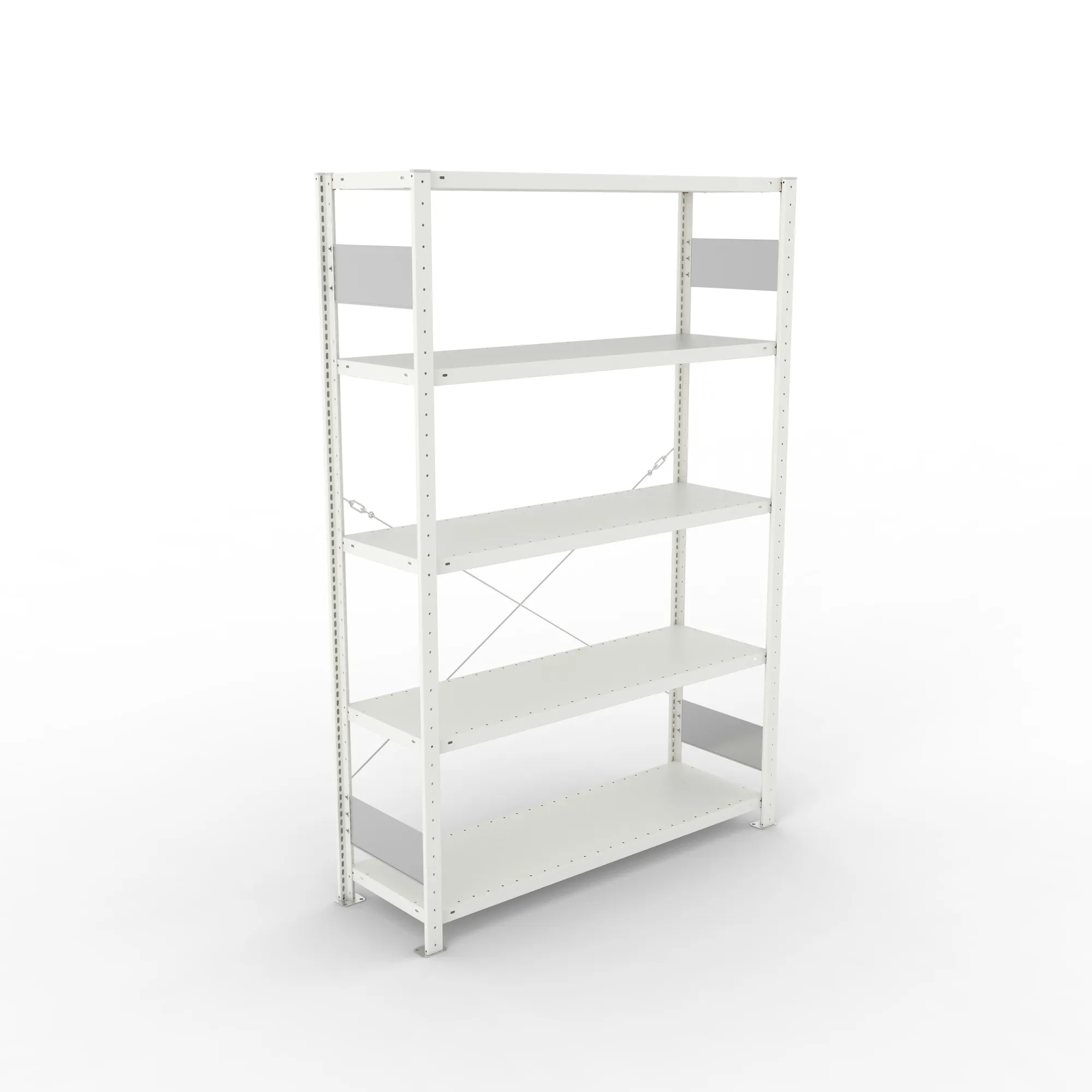 META CLIP S3, Fachbodenregal, Grundregal, 2000 x 1300 x 400 mm, Fachlast 230 kg, 5 Ebenen, RAL 7035 – Ansicht von oben