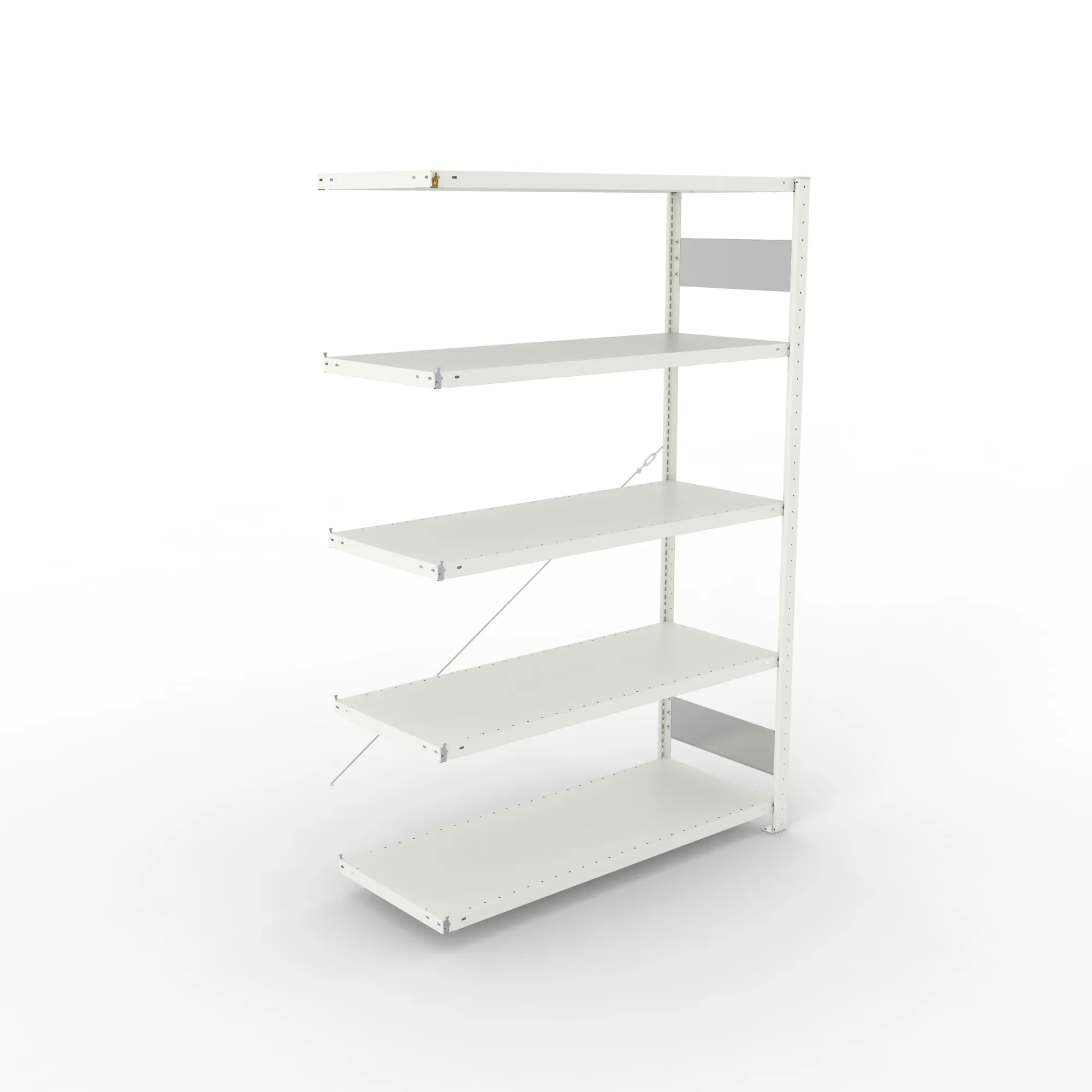 META CLIP S3, Fachbodenregal, Anbauregal, 2000 x 1300 x 500 mm, Fachlast 150 kg, 5 Ebenen, RAL 7035 – Ansicht von oben