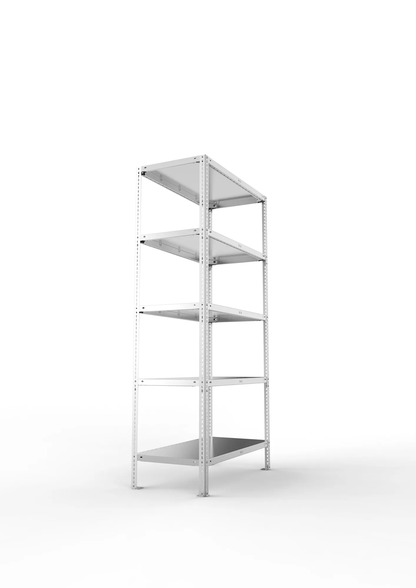 META FIX, Fachbodenregal, Grundregal, 2000 x 1000 x 500 mm, Fachlast 150 kg, 5 Ebenen, verzinkt – Seitenansicht