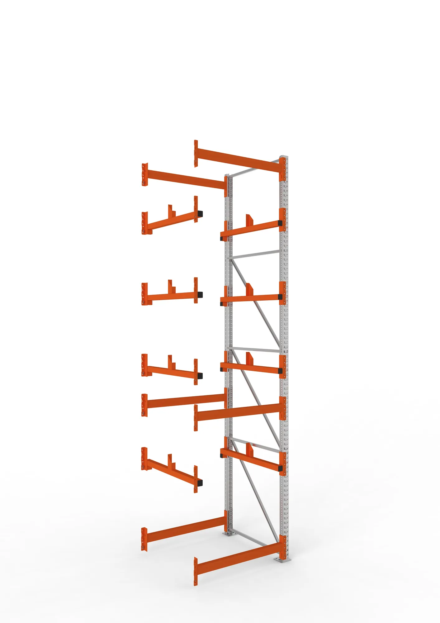 META MULTIPAL, Kabeltrommelregal, Anbauregal, 4400 x 1100 x 1100 mm, Feldlast 5500 kg, 2 Ebenen, Typ 1, verzinkt – Ansicht in Blickhöhe