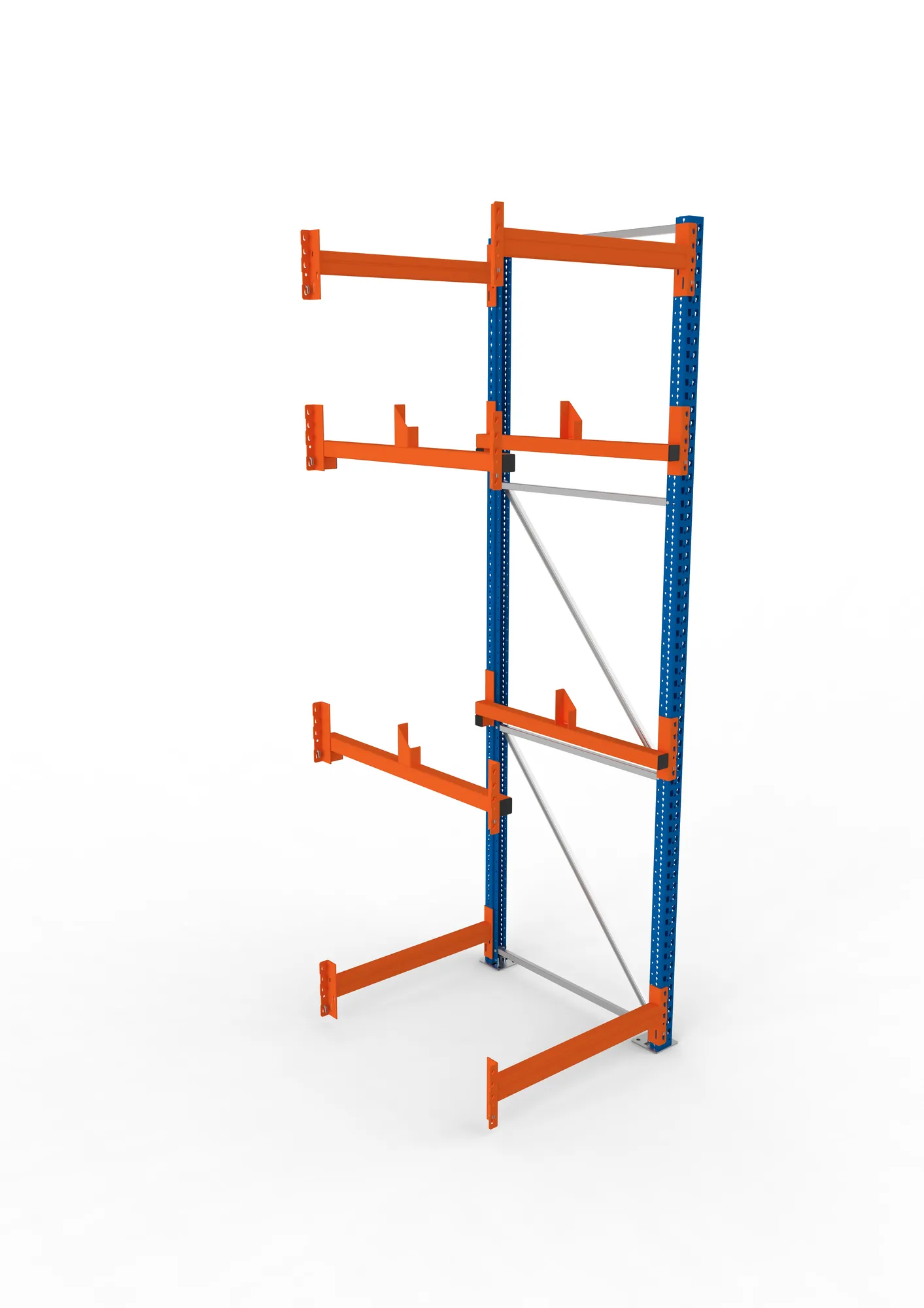 META MULTIPAL, Kabeltrommelregal, Anbauregal, 3300 x 900 x 1100 mm, Feldlast 4000 kg, 2 Ebenen, Typ 1, RAL 5010 – Ansicht von oben
