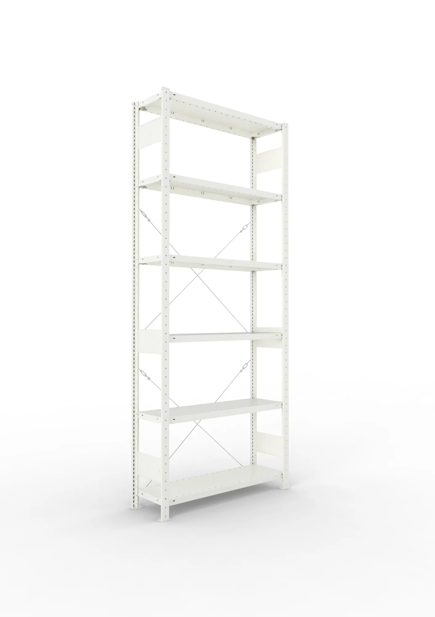 META CLIP, Fachbodenregal, Grundregal, 2500 x 1000 x 300 mm, Fachlast 150 kg, 6 Ebenen, RAL 7035 – Ansicht in Blickhöhe