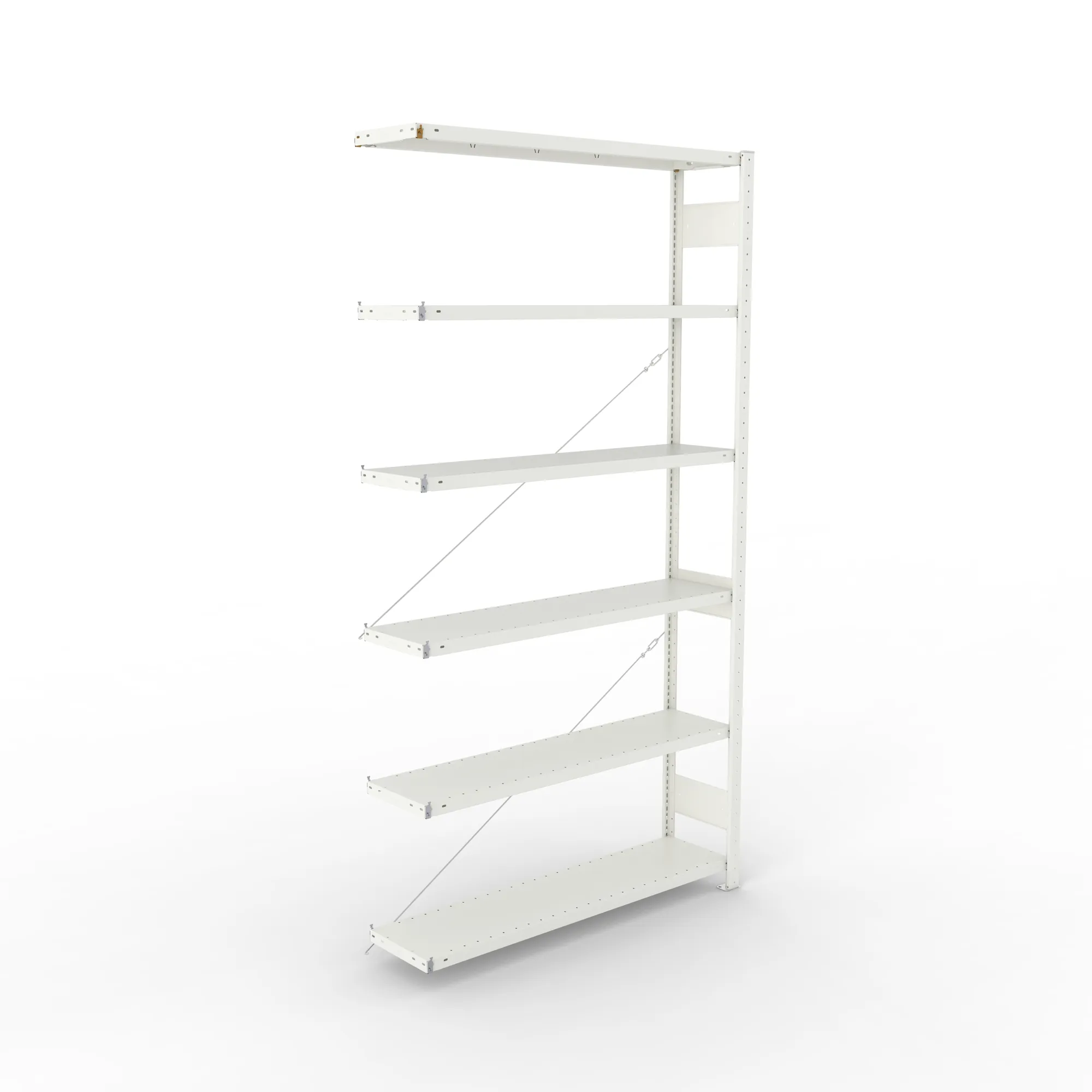 META CLIP, Fachbodenregal, Anbauregal, 2500 x 1300 x 300 mm, Fachlast 230 kg, 6 Ebenen, RAL 7035 – Ansicht von oben