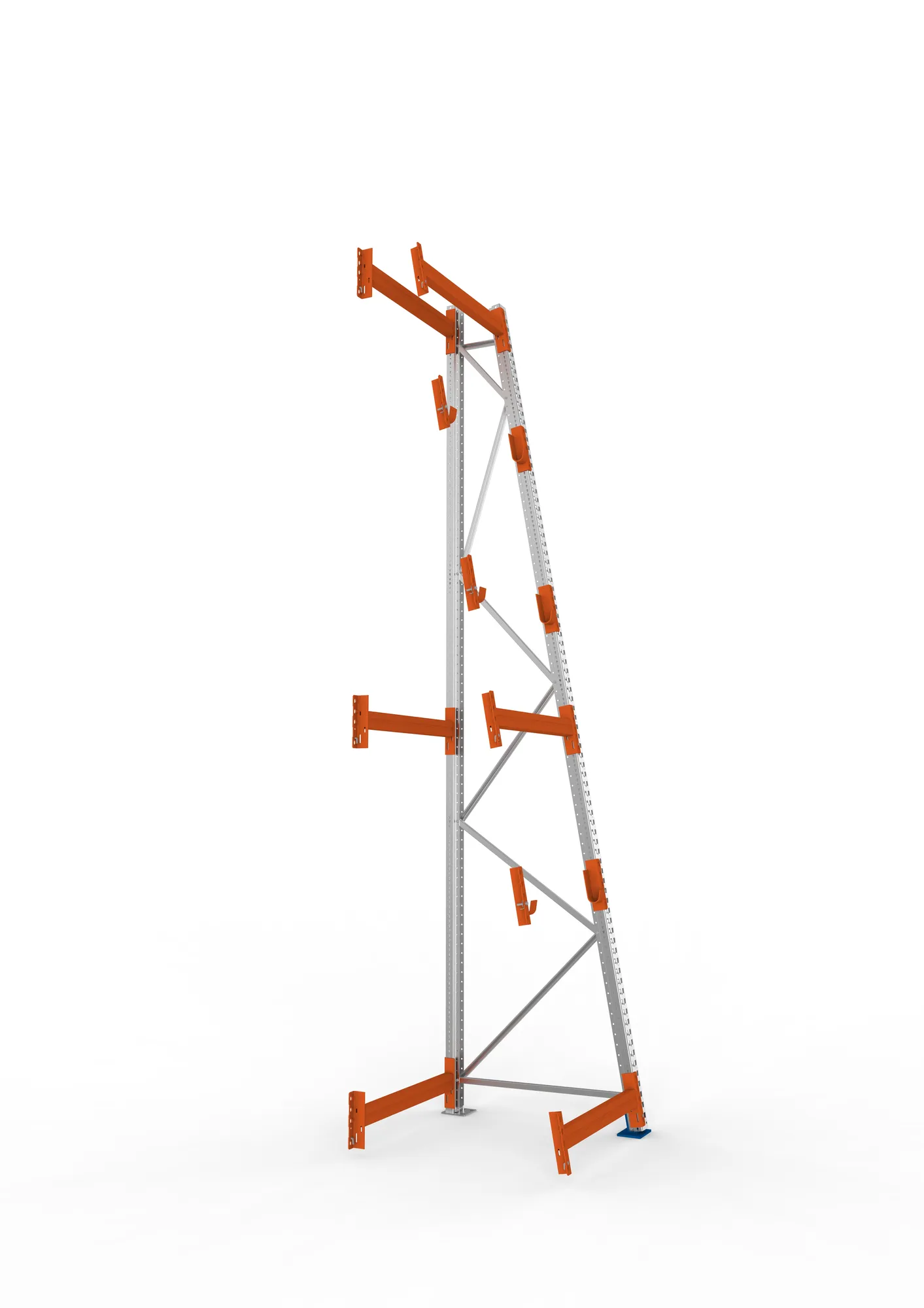 META MULTIPAL, Kabeltrommelregal, Anbauregal, 4400 x 900 x 1100 mm, Feldlast 2250 kg, 3 Ebenen, Typ 3/A-Ständer, verzinkt – Seitenansicht