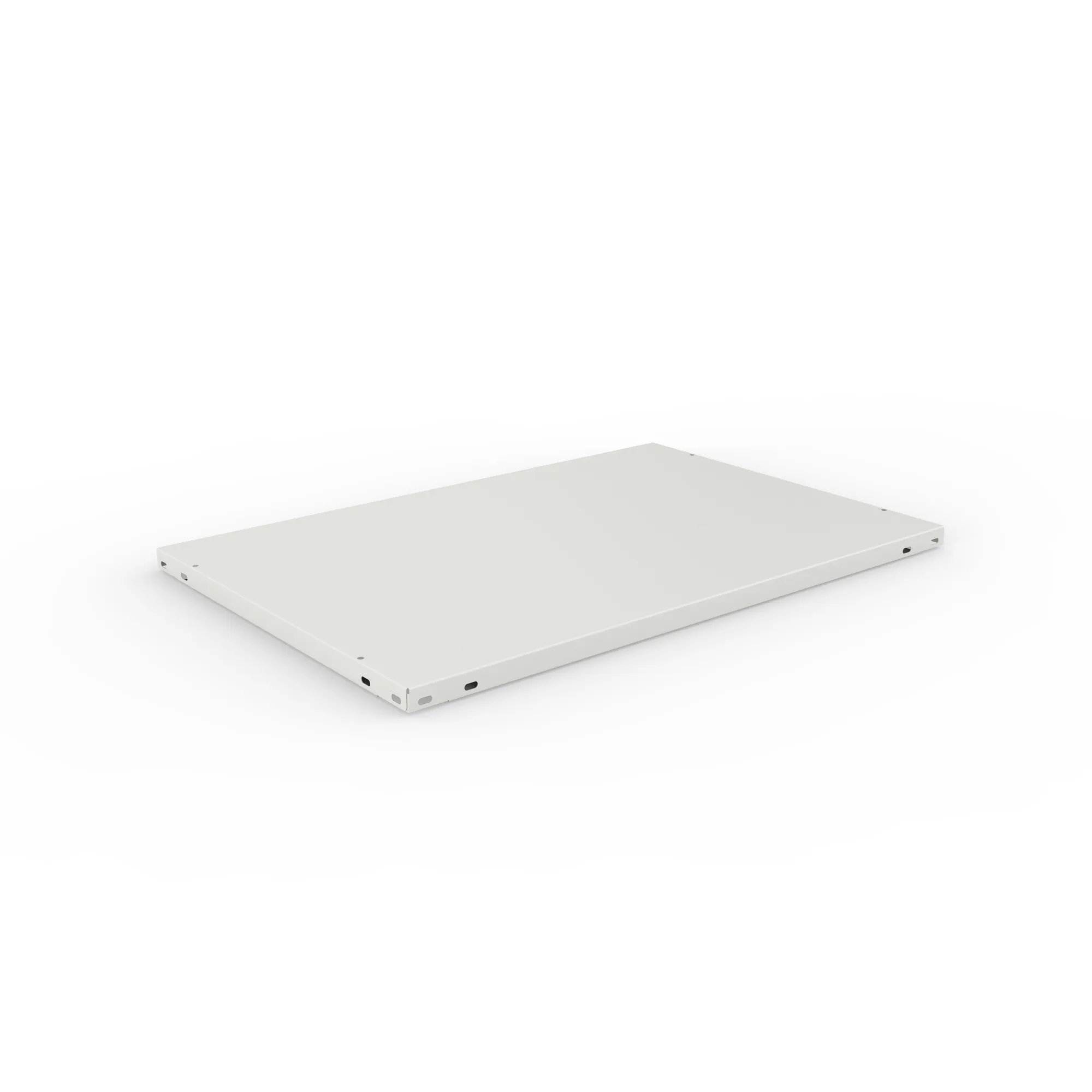 META CLIP, Fachboden L80, 750 x 500 mm, RAL 7035 – Ansicht in Blickhöhe