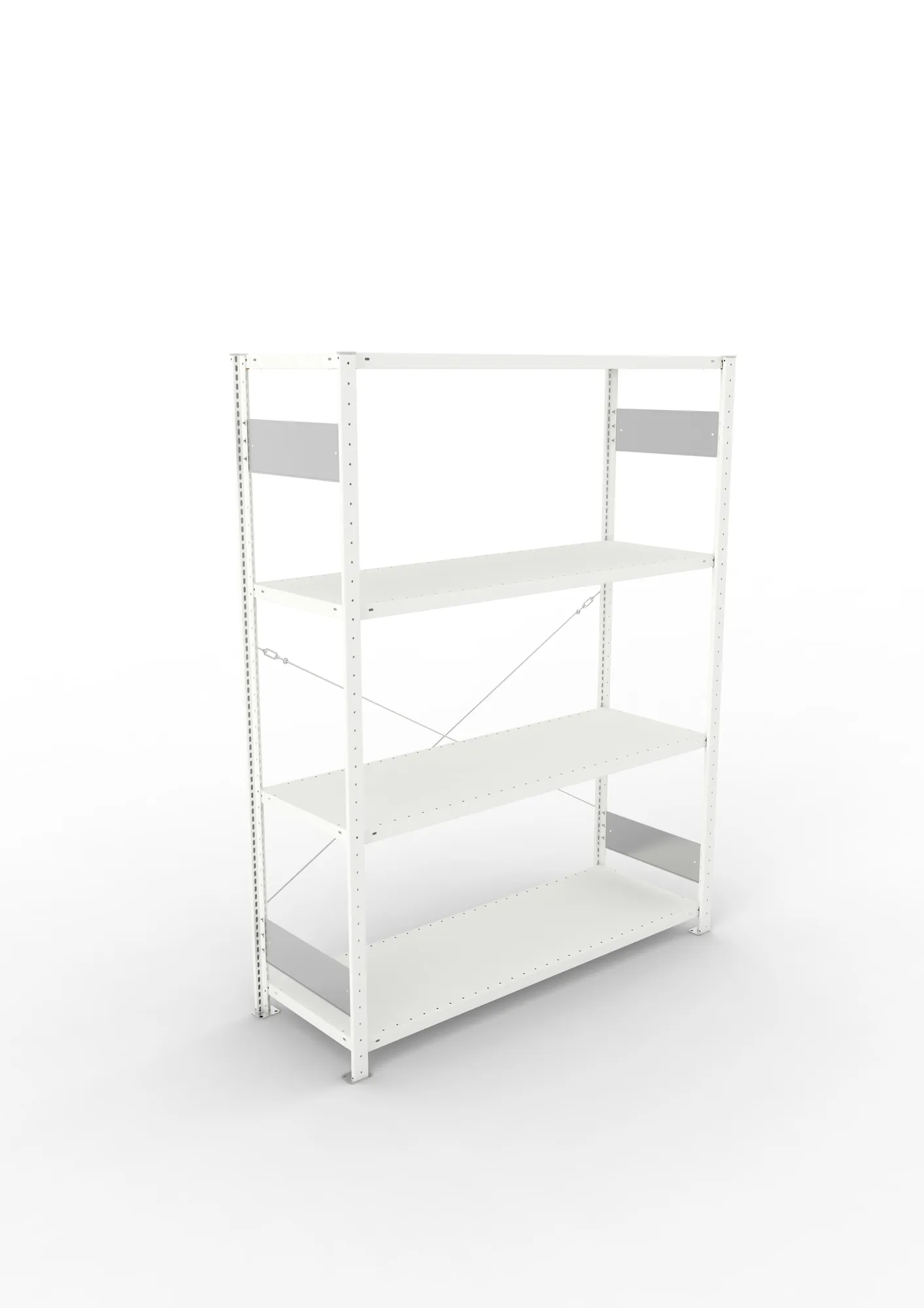 META CLIP S3, Fachbodenregal, Grundregal, 2000 x 1500 x 500 mm, Fachlast 200 kg, 4 Ebenen, RAL 7035 – Ansicht von oben