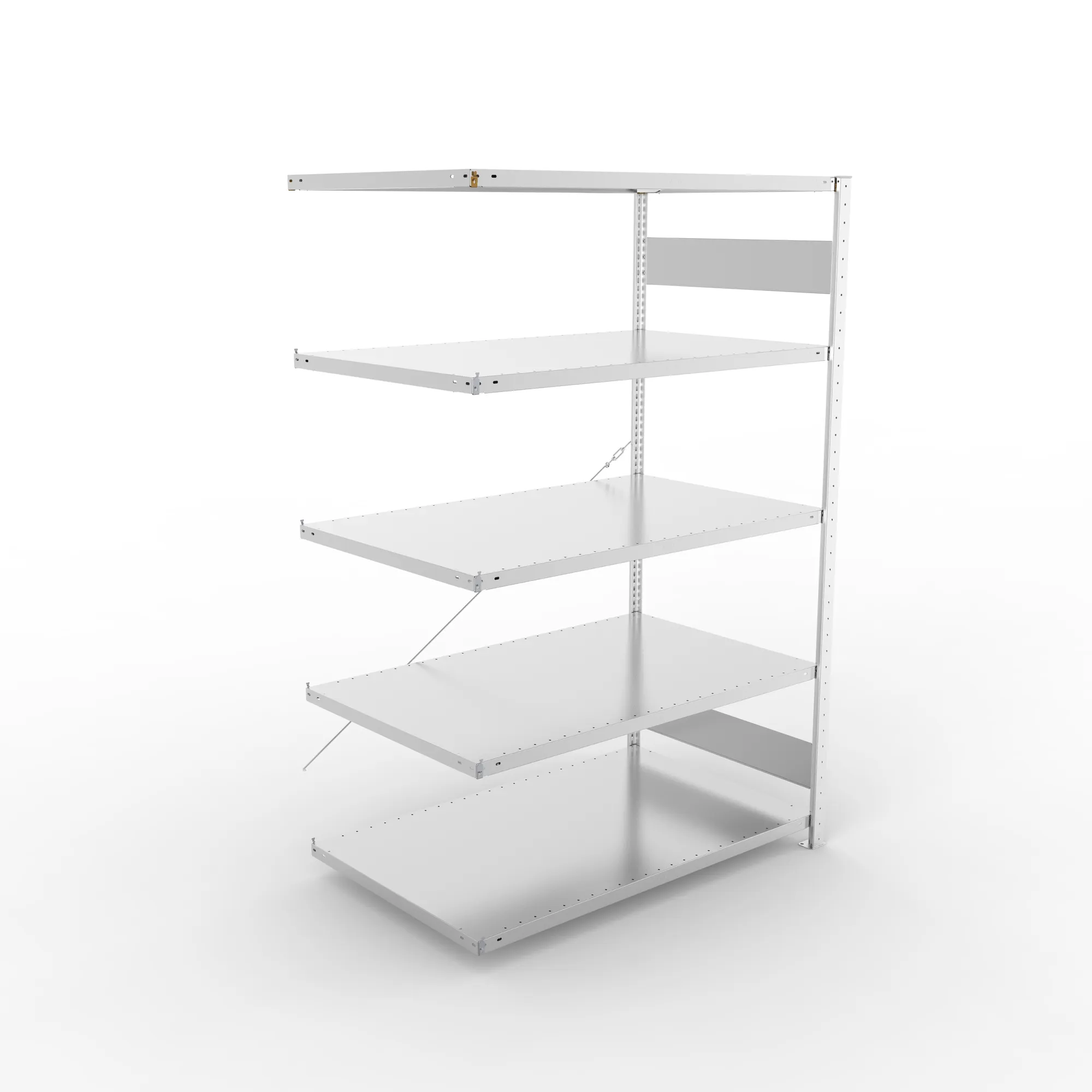META CLIP S3, Fachbodenregal, Anbauregal, 2000 x 1300 x 800 mm, Fachlast 230 kg, 5 Ebenen, verzinkt – Ansicht von oben