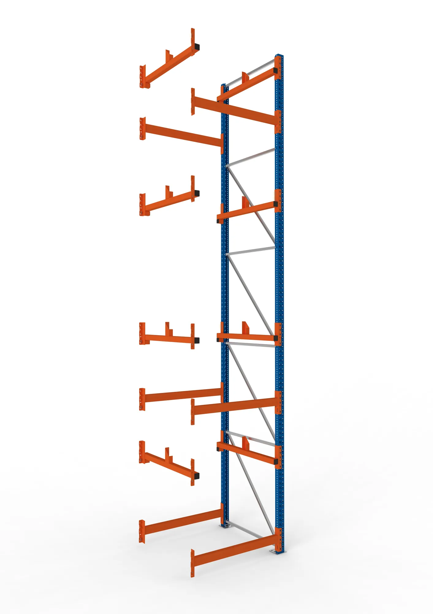 META MULTIPAL, Kabeltrommelregal, Anbauregal, 5500 x 1100 x 1100 mm, Feldlast 5500 kg, 2 Ebenen, Typ 1, RAL 5010 – Ansicht in Blickhöhe