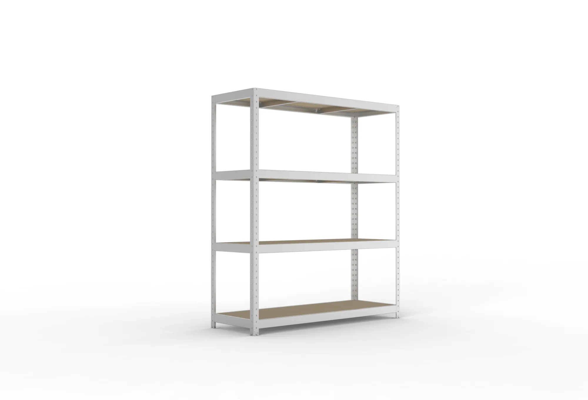 META SPEED-RACK, Weitspannregal, 1970 x 1700 x 600 mm, Fachlast 500 kg, Spanplattenböden, 4 Ebenen – Ansicht in Blickhöhe