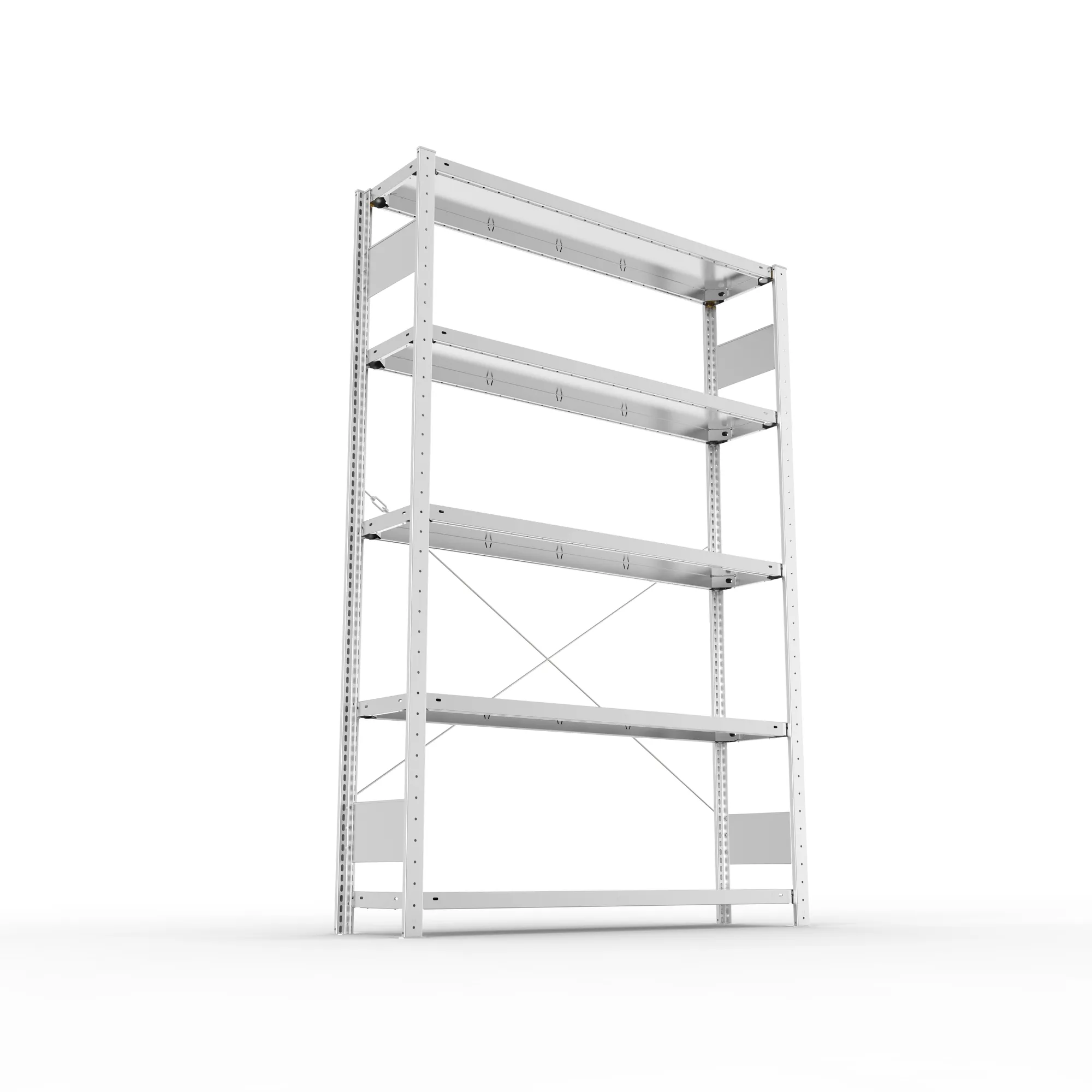 META CLIP S3, Fachbodenregal, Grundregal, 2000 x 1300 x 300 mm, Fachlast 230 kg, 5 Ebenen, verzinkt – Ansicht von unten