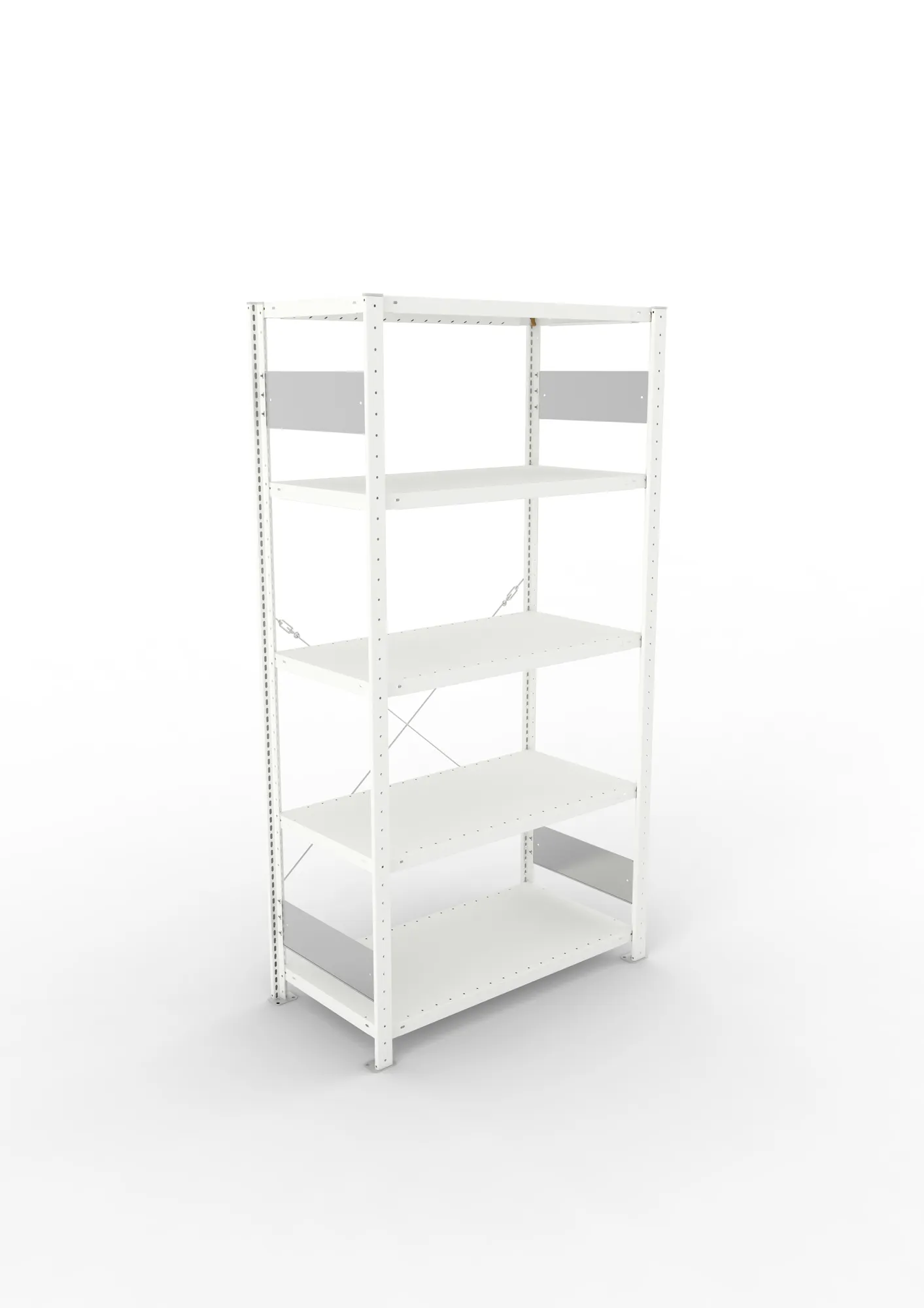 META CLIP S3, Fachbodenregal, Grundregal, 2000 x 1000 x 500 mm, Fachlast 230 kg, 5 Ebenen, RAL 7035 – Ansicht von oben