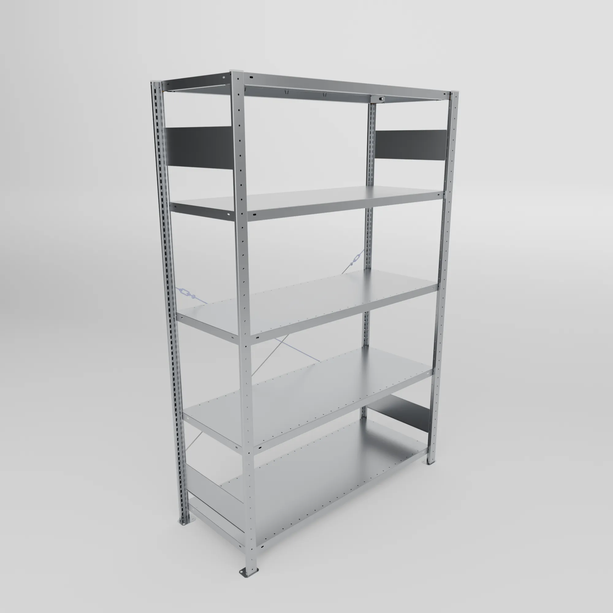 META CLIP S3, Fachbodenregal, Grundregal, 2000 x 1300 x 500 mm, Fachlast 150 kg, 5 Ebenen, verzinkt – Ansicht von oben