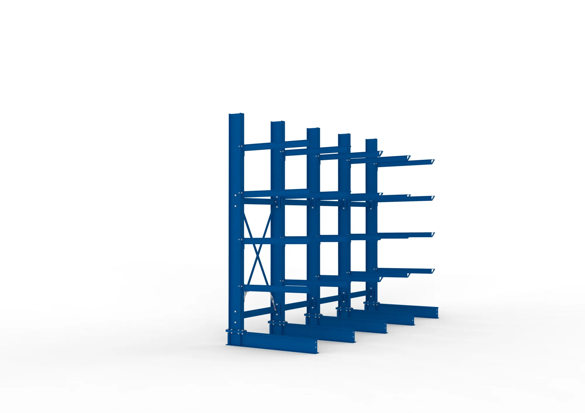 META MULTISTRONG H, Kragarmregal, 4 Felder, 3000 x 4000 x 1000 mm, Armlast 505 kg, einseitig, 4+1 Ebenen – Seitenansicht