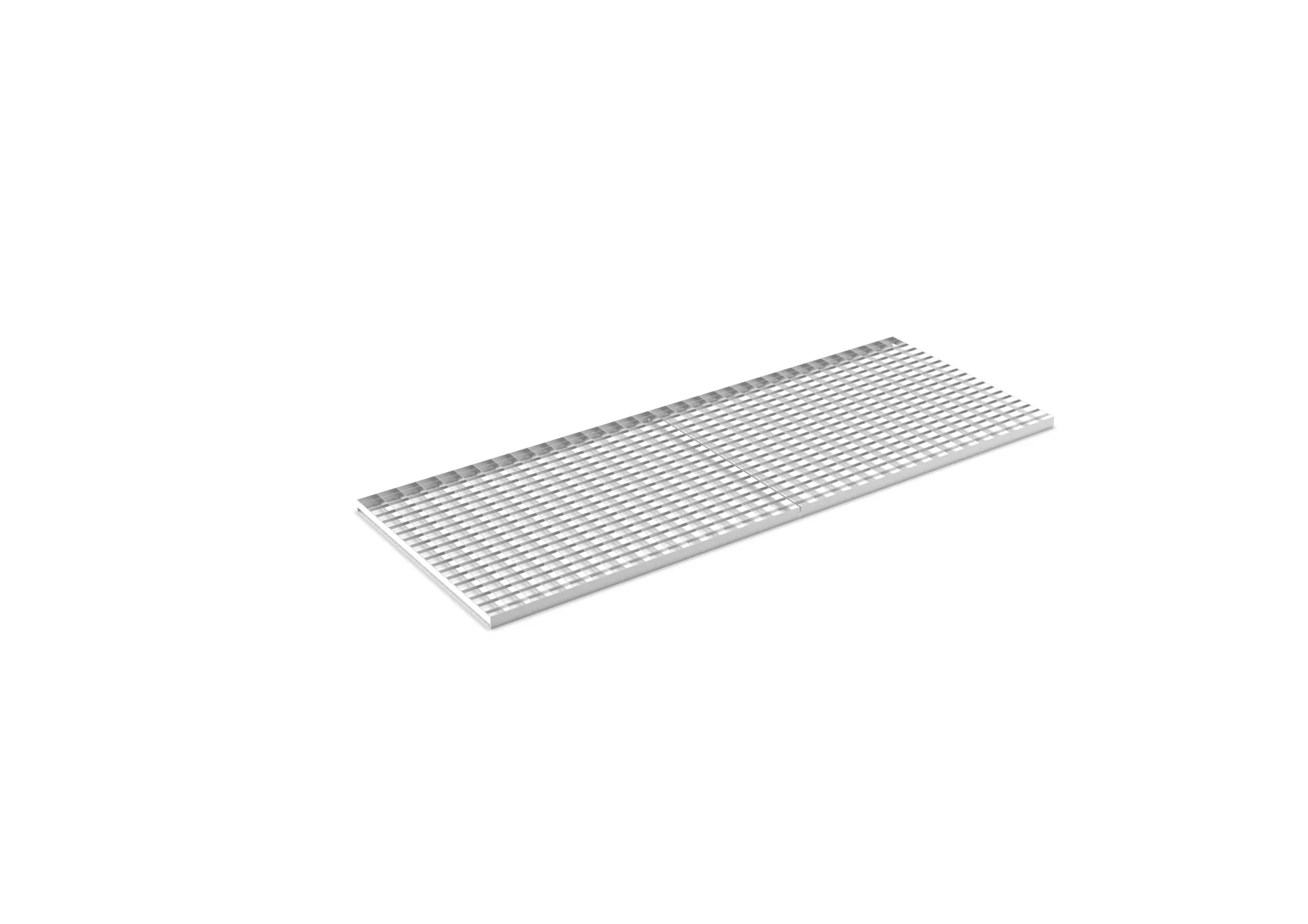 META MULTIPAL, Gitterrostboden aufgelegt, 2225 x 800 mm, 500 kg/m², feuerverzinkt – Ansicht in Blickhöhe