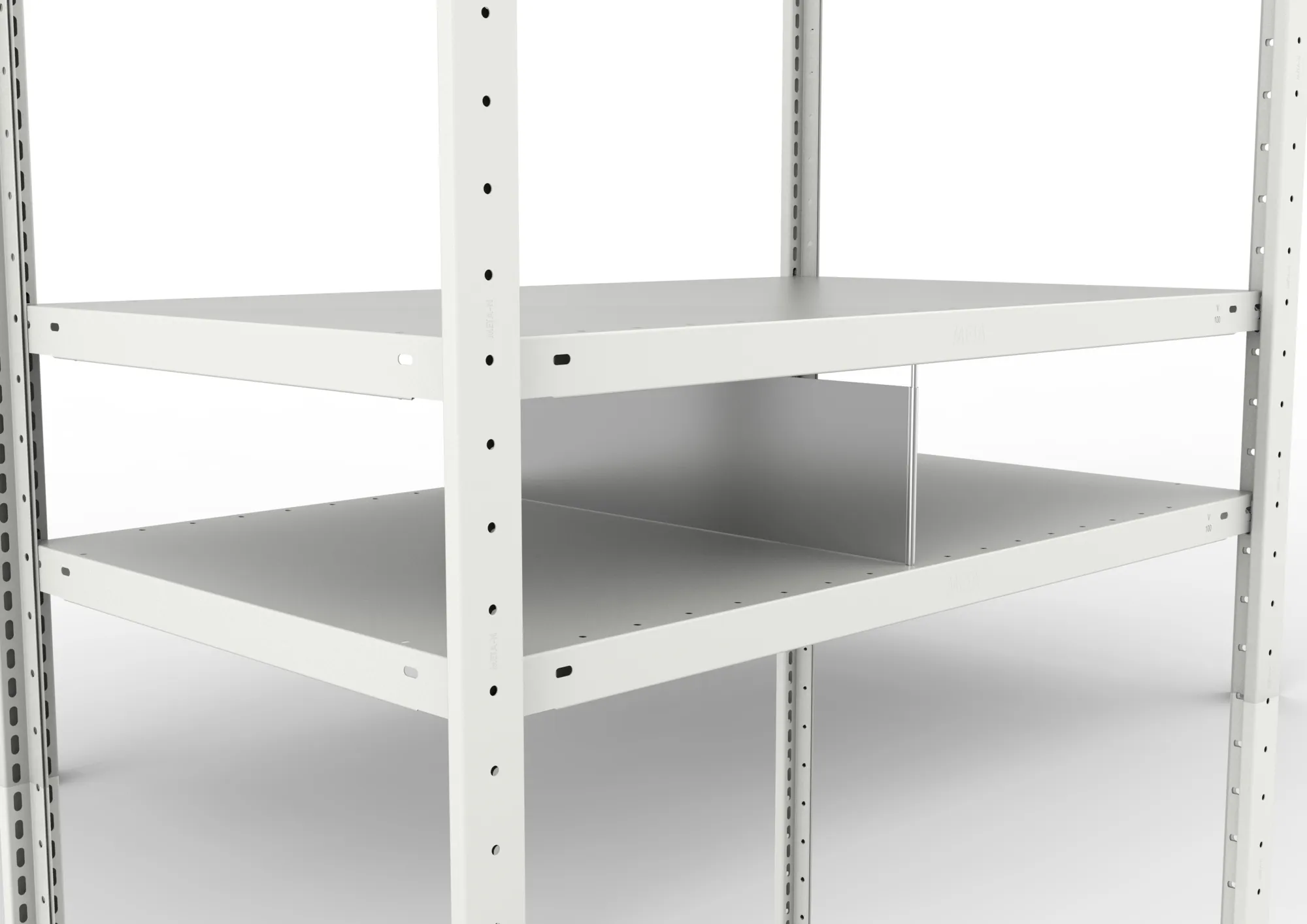 META CLIP, Fachteiler durchgehend, 200 x 600 mm, verzinkt, 10 Stück – im eingebauten Zustand
