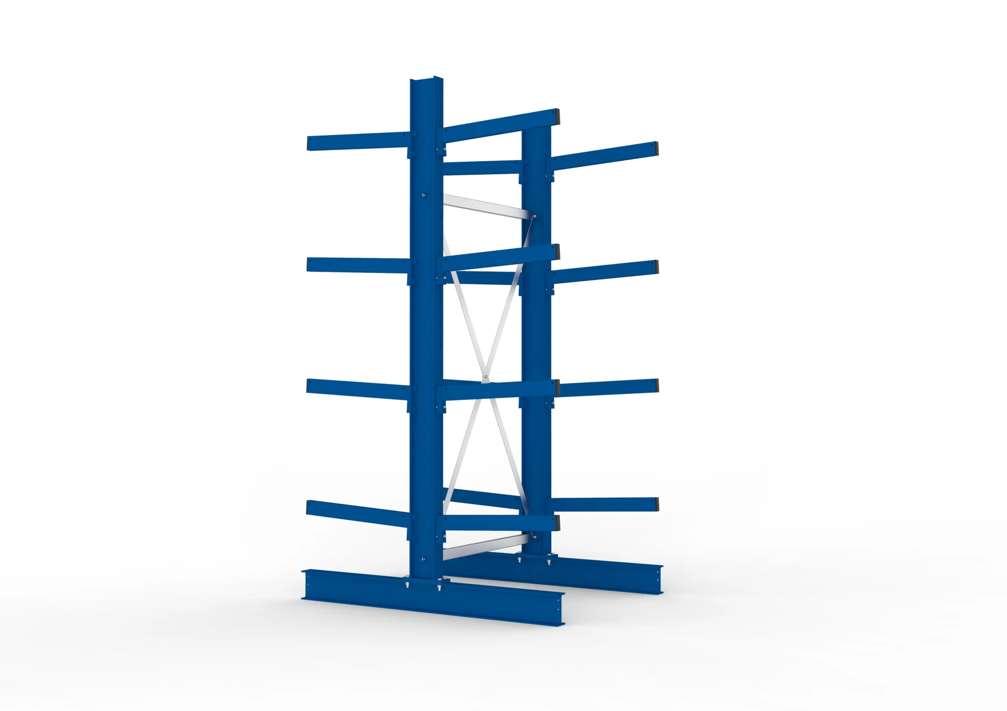 META MULTISTRONG M, Kragarmregal, Grundregal, 2500 x 1000 x 600 mm, Armlast 355 kg, doppelseitig, 4+1 Ebenen – Seitenansicht