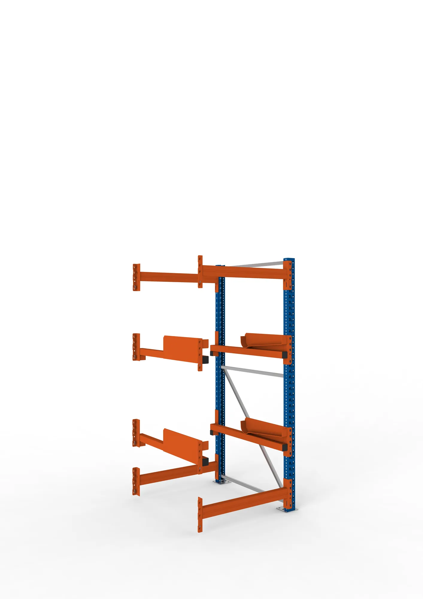 META MULTIPAL, Kabeltrommelregal, Anbauregal, 2200 x 900 x 1100 mm, Feldlast 4000 kg, 2 Ebenen, Typ 2, RAL 5010 – Ansicht in Blickhöhe