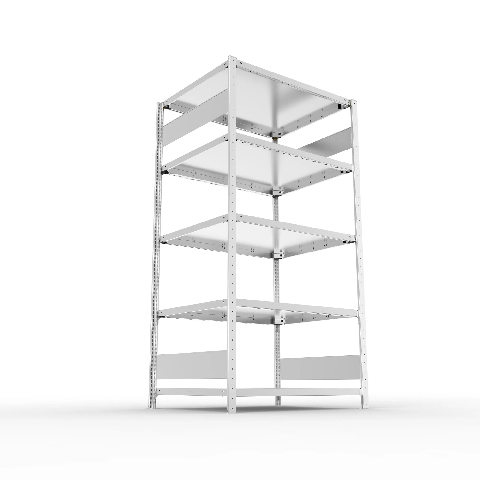 META CLIP S3, Fachbodenregal, Grundregal, 2000 x 1000 x 800 mm, Fachlast 230 kg, 5 Ebenen, Längsriegel, verzinkt – Ansicht von unten