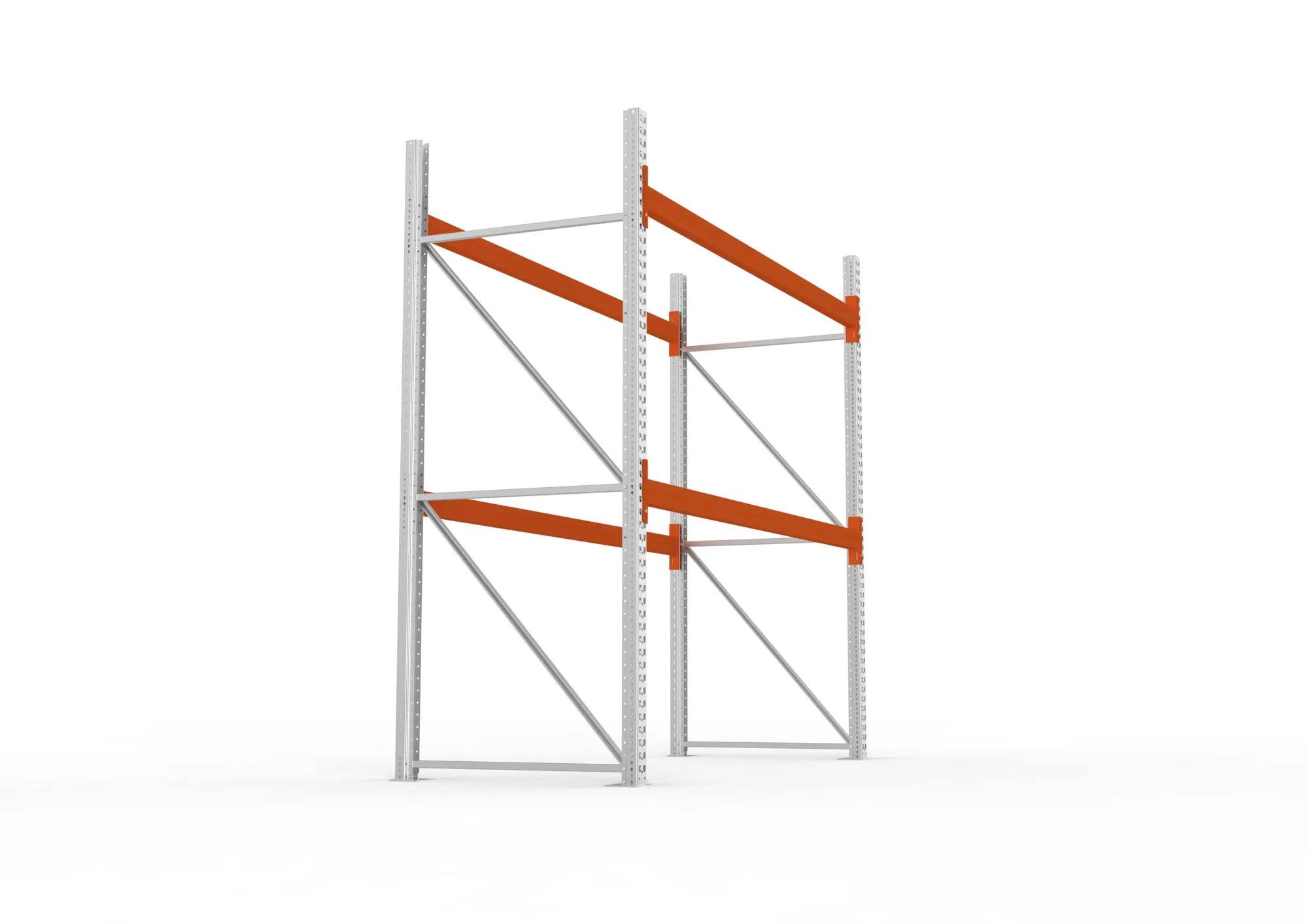 META MULTIPAL, Palettenregal, Grundregal, 2700 x 2700 x 1100 mm, Fachlast 780 kg, 3 Ebenen, 9 Paletten, verzinkt – Seitenansicht