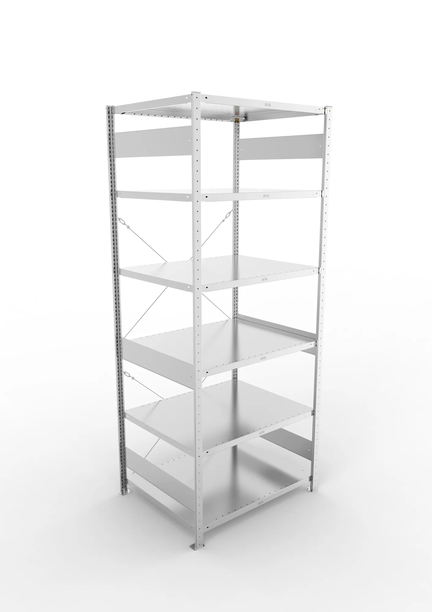 META CLIP, Fachbodenregal, Grundregal, 2500 x 1000 x 800 mm, Fachlast 230 kg, 6 Ebenen, verzinkt – Ansicht von oben