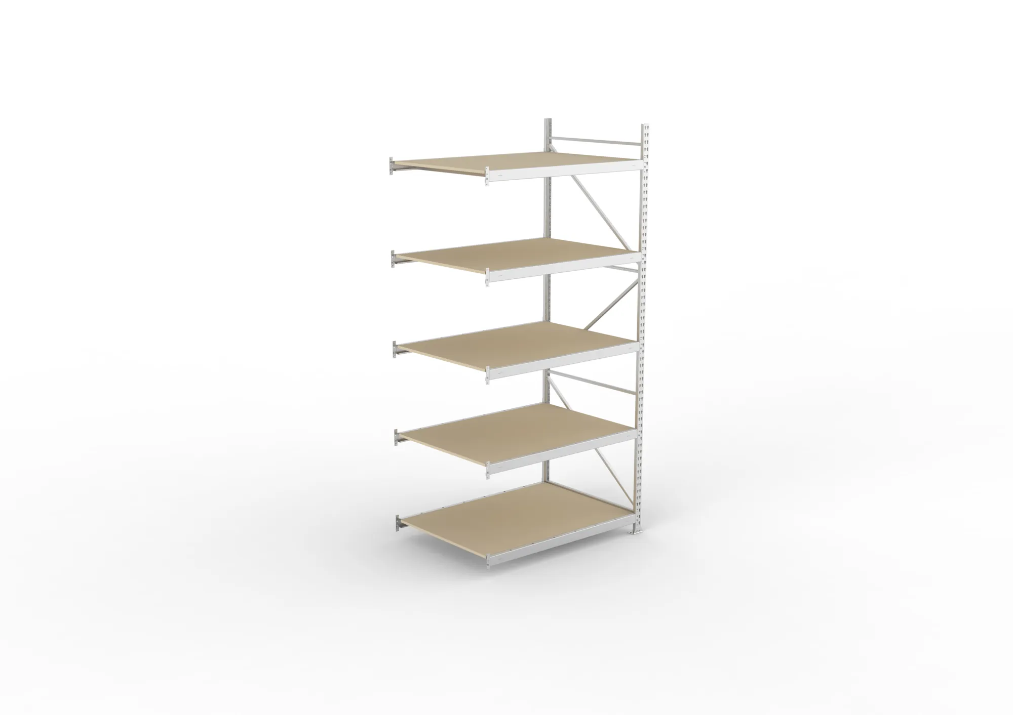 META MINI-RACK, Weitspannregal, Anbauregal, 3000 x 1400 x 1050 mm, Fachlast 600 kg, Spanplattenböden, 5 Ebenen – Ansicht von oben
