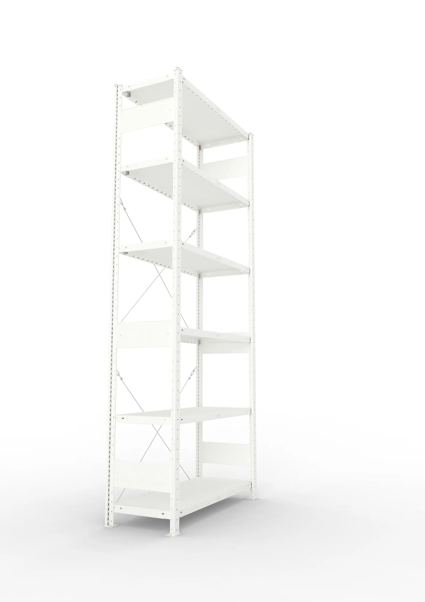 META CLIP, Fachbodenregal, Grundregal, 2500 x 1000 x 400 mm, Fachlast 230 kg, 6 Ebenen, RAL 7035 – Seitenansicht