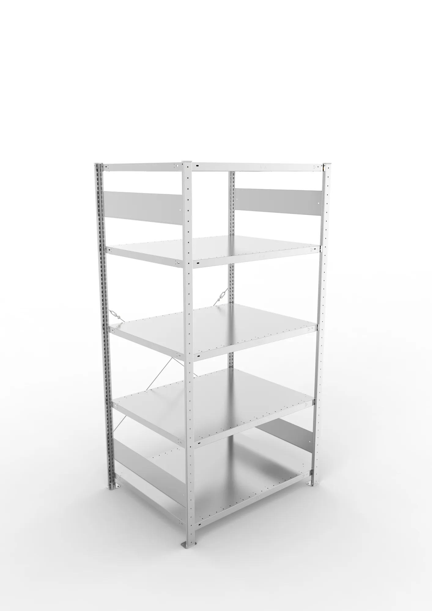 META CLIP, Fachbodenregal, Grundregal, 2000 x 1000 x 800 mm, Fachlast 330 kg, 5 Ebenen, verzinkt – Ansicht von oben