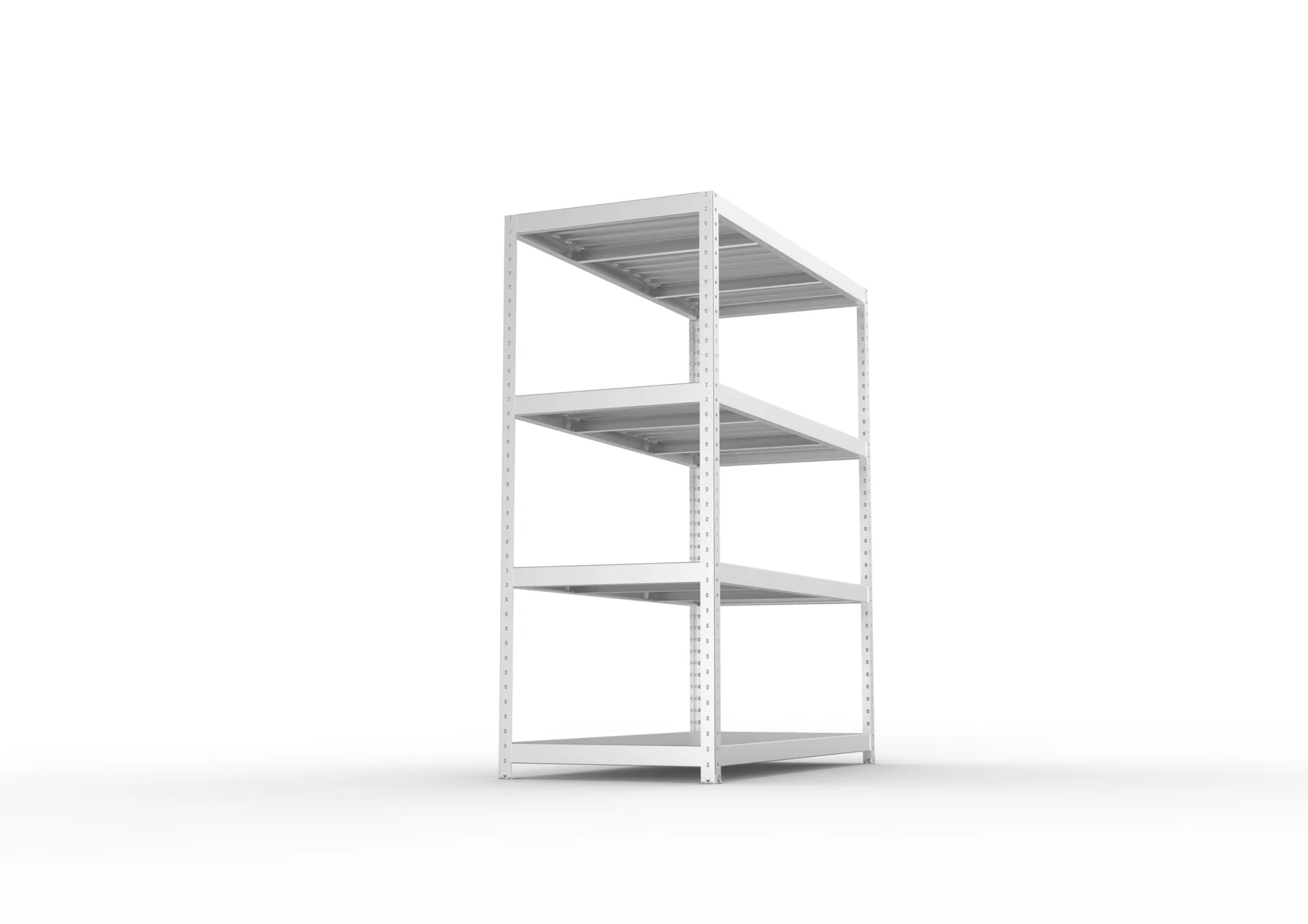 META SPEED-RACK, Weitspannregal, 1970 x 1700 x 800 mm, Fachlast 500 kg, Stahlpaneelböden, 4 Ebenen – Seitenansicht