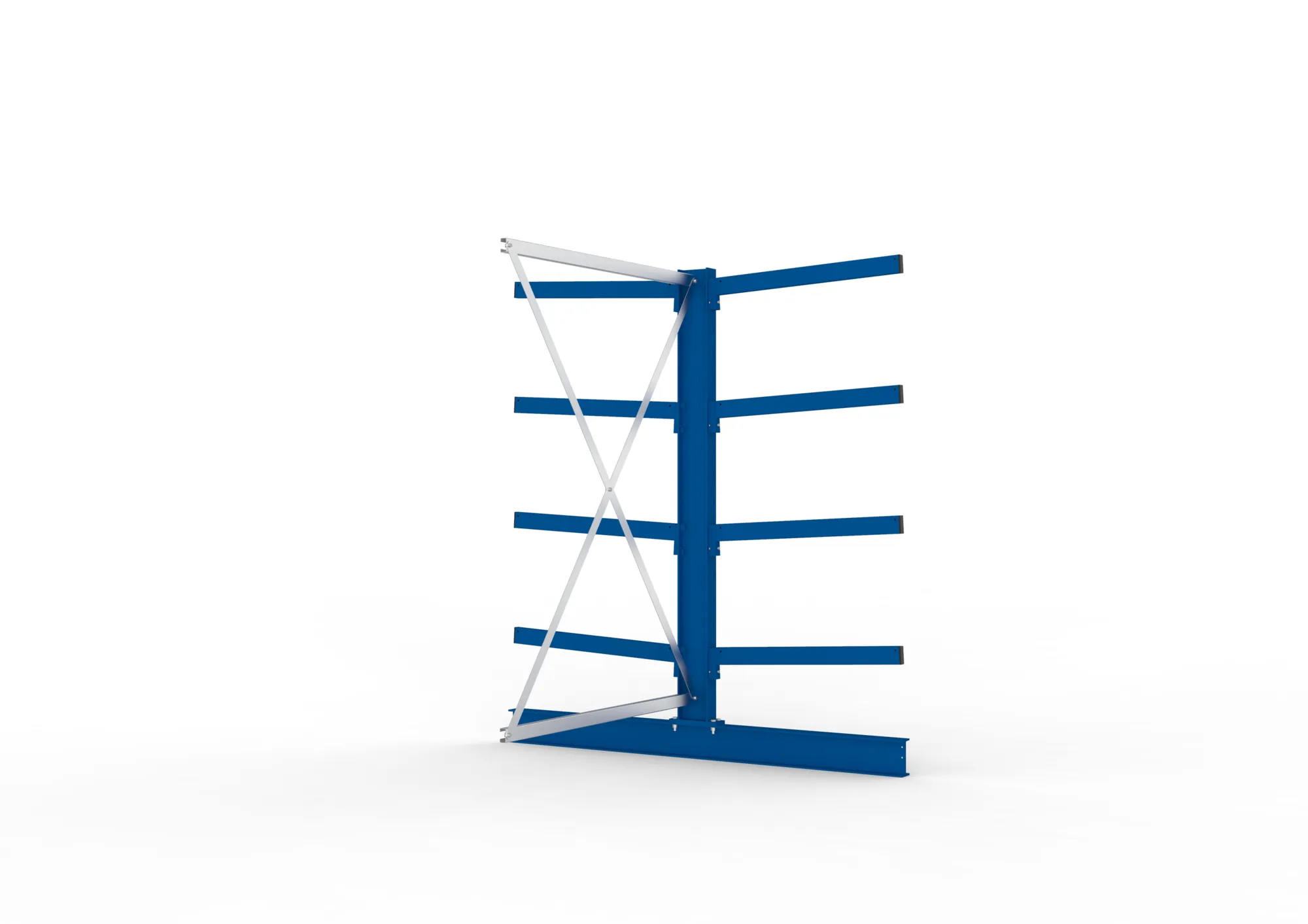 META MULTISTRONG M, Kragarmregal, Anbauregal, 2000 x 1300 x 800 mm, Armlast 250 kg, doppelseitig, 4+1 Ebenen – Seitenansicht