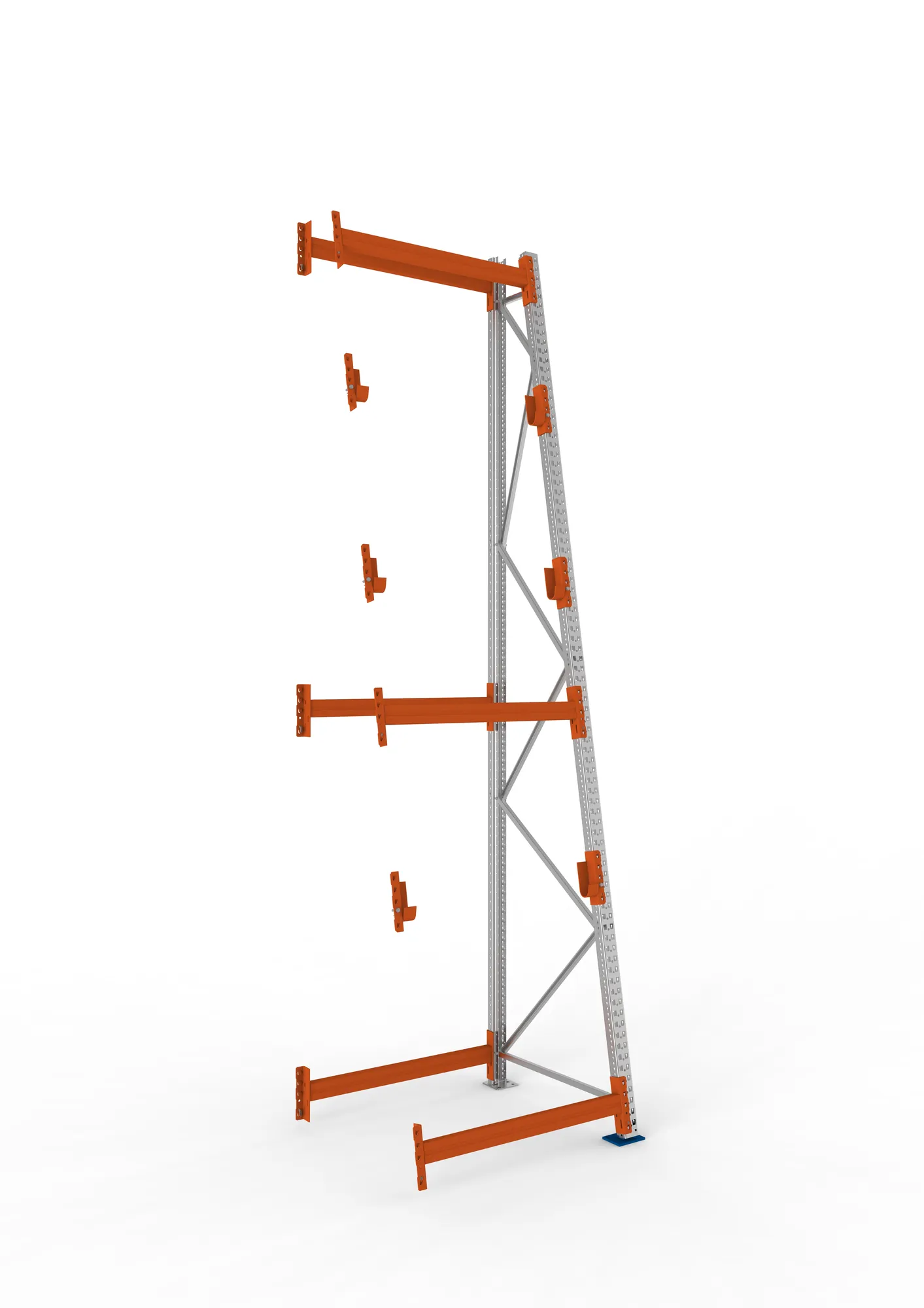 META MULTIPAL, Kabeltrommelregal, Anbauregal, 4400 x 1100 x 1100 mm, Feldlast 2250 kg, 3 Ebenen, Typ 3/A-Ständer, verzinkt – Ansicht in Blickhöhe
