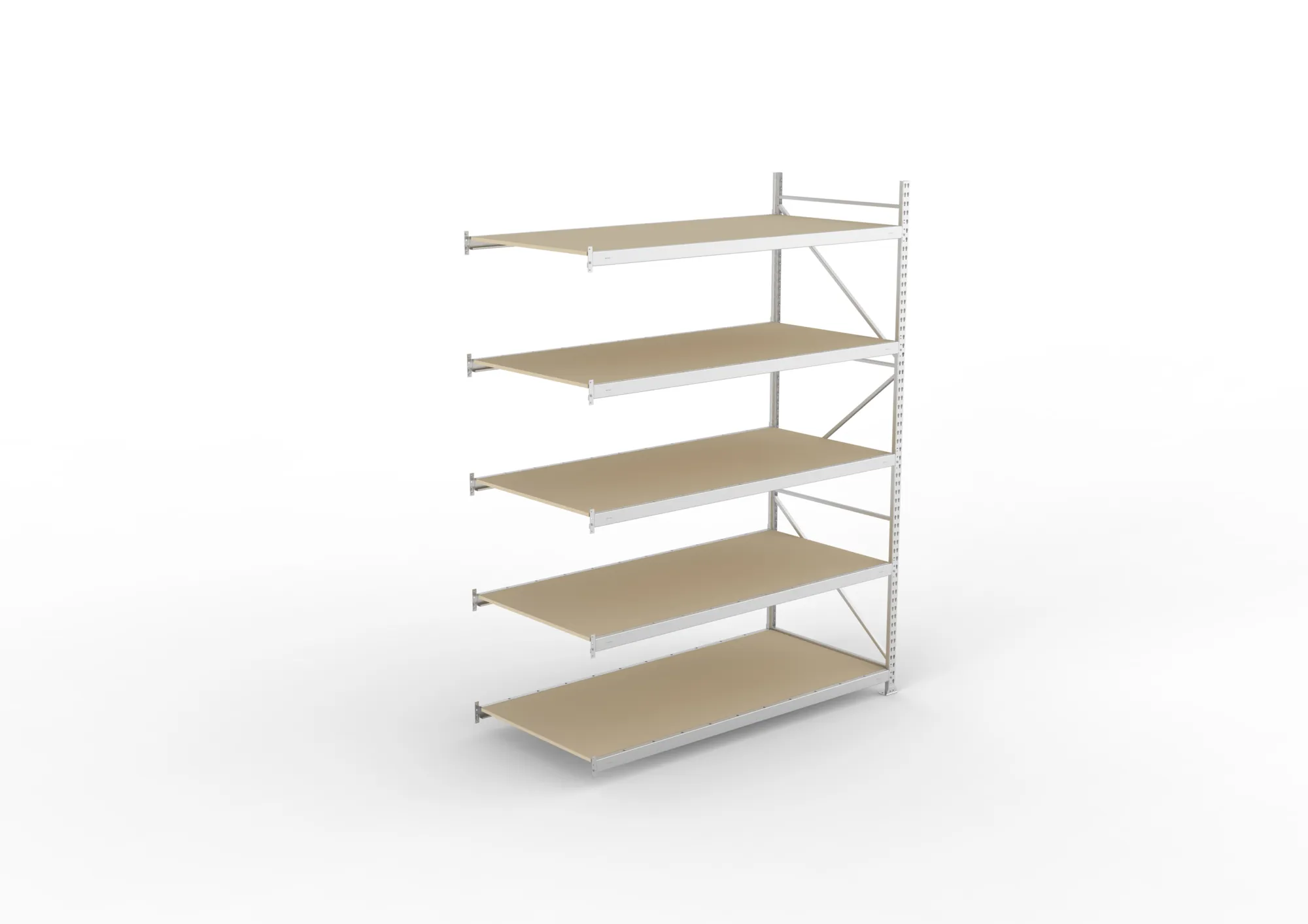 META MINI-RACK, Weitspannregal, Anbauregal, 3000 x 2200 x 1050 mm, Fachlast 600 kg, Spanplattenböden, 5 Ebenen – Ansicht von oben